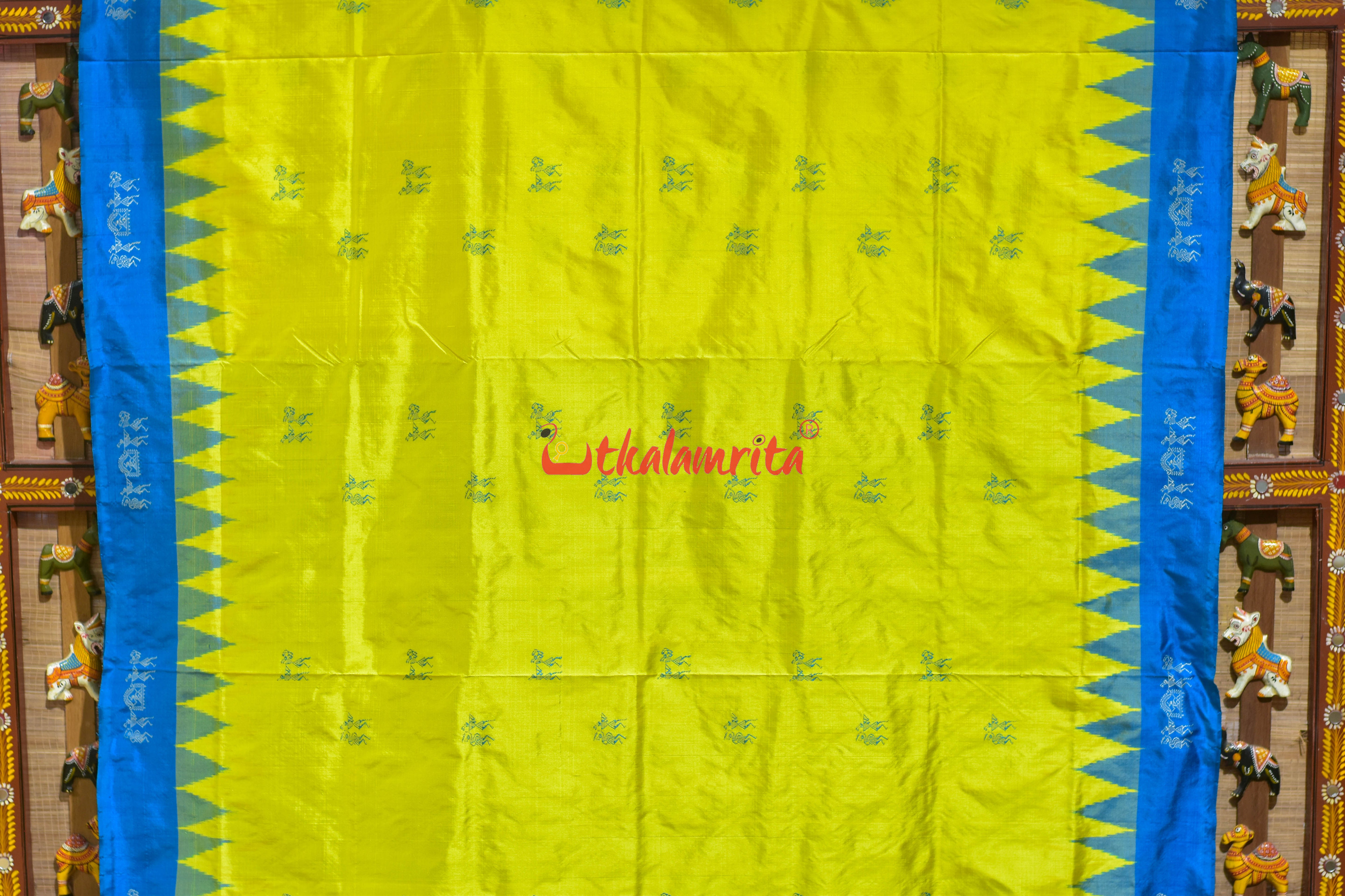 Yellow Copper Sulphate Sabari Bomkai Silk Saree