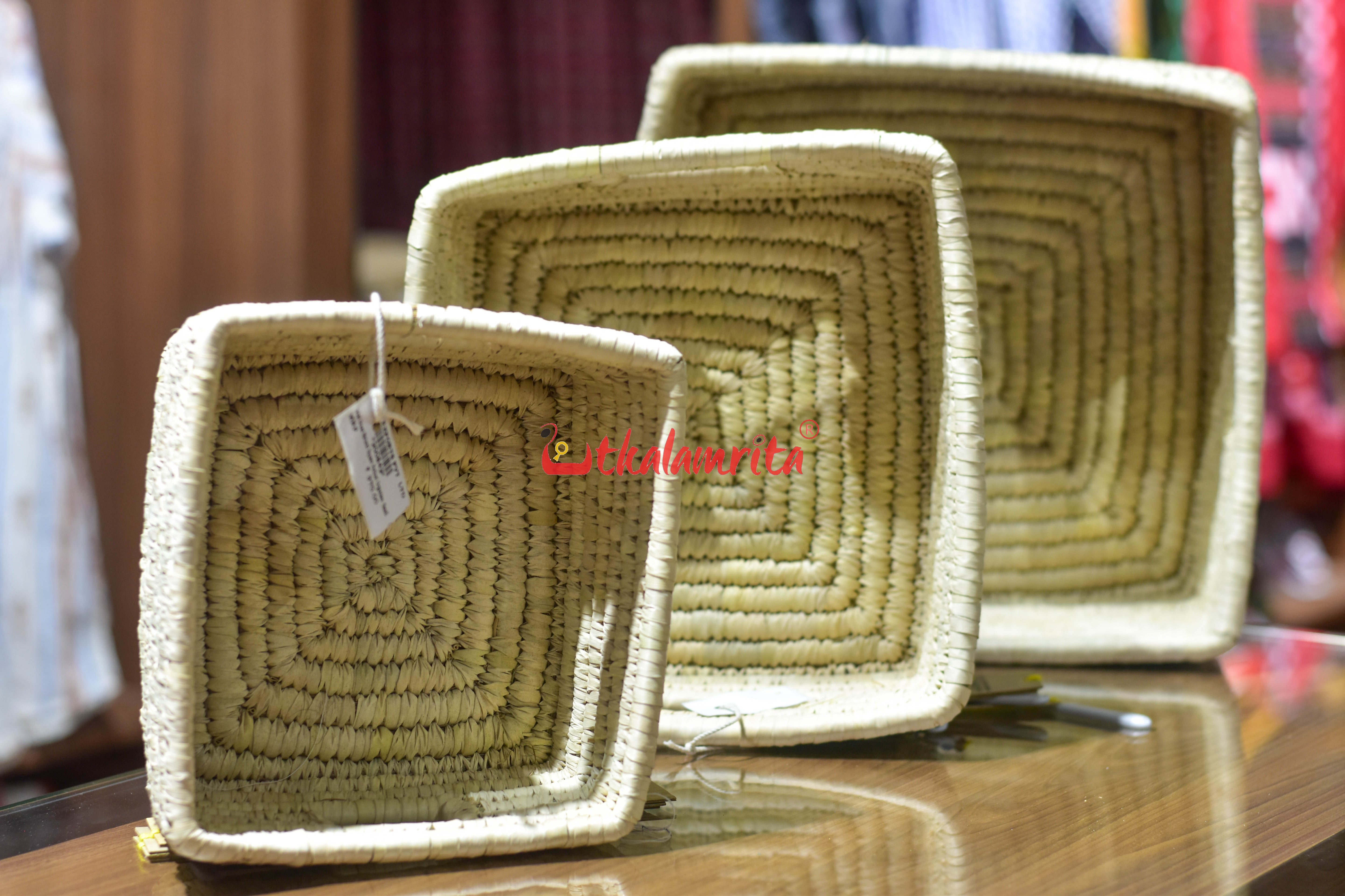 Sabai Grass Natural Square Pathuri Organiser- Small