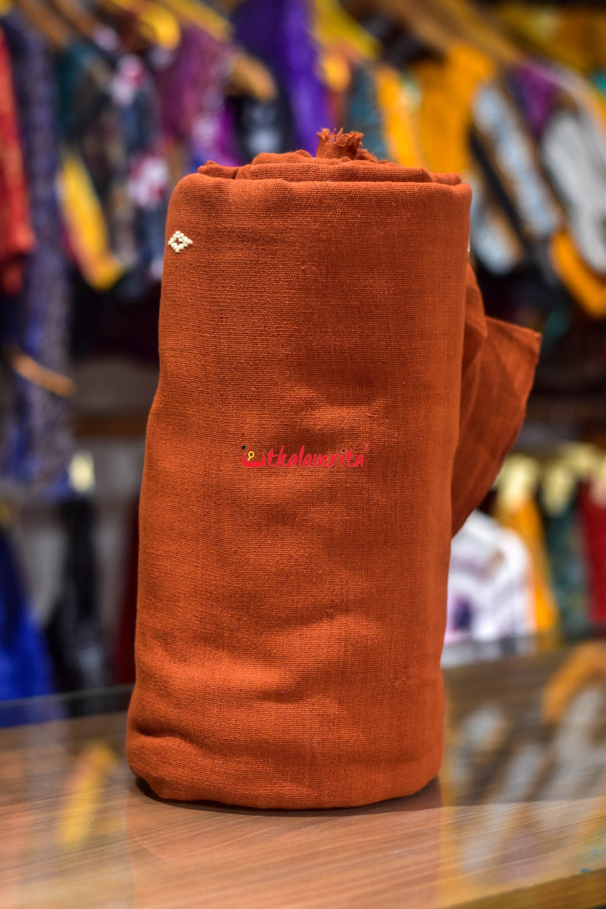 Rust Orange White Buti Kotpad (Fabric)