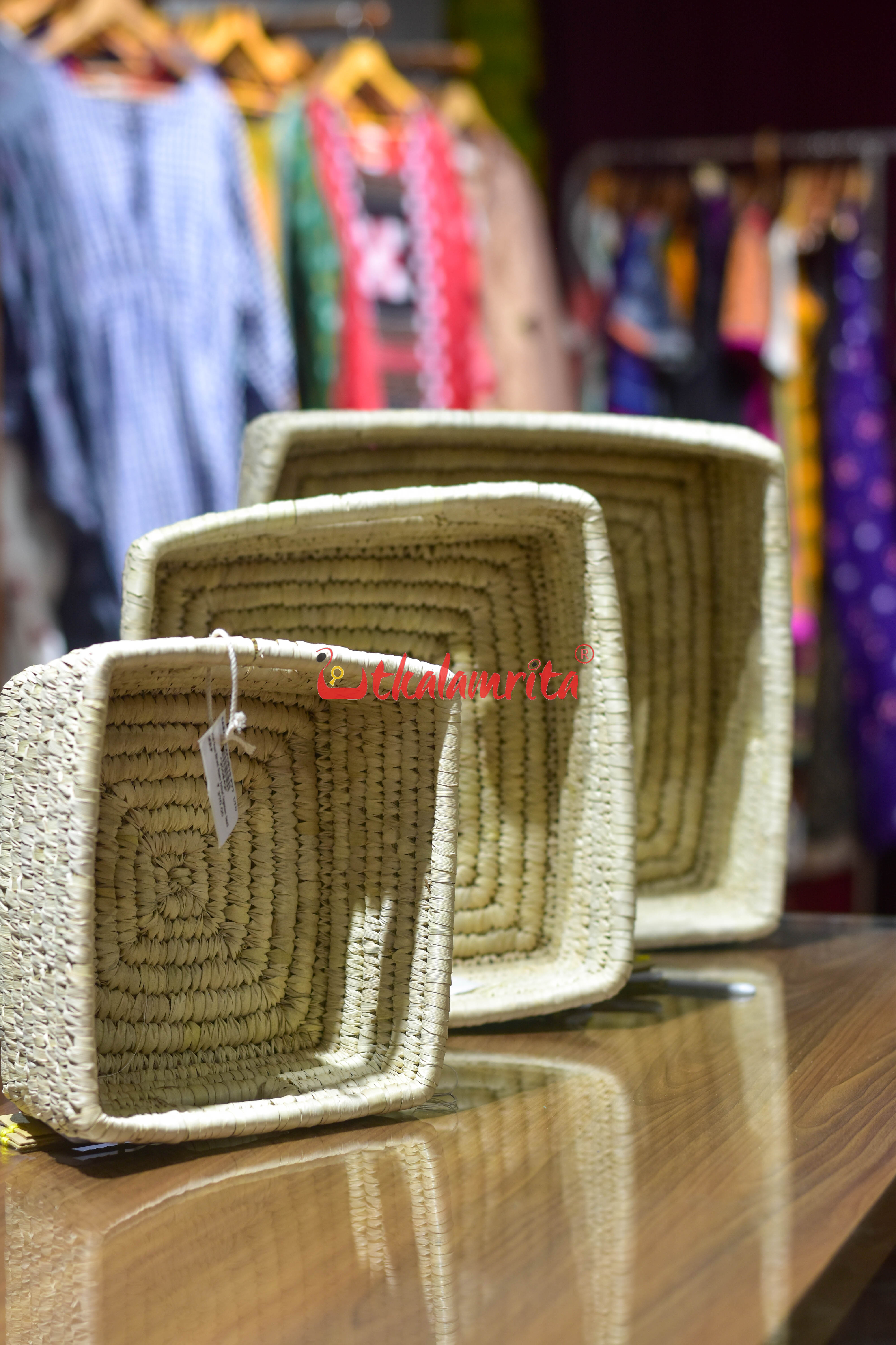 Sabai Grass Natural Square Pathuri Organiser- Small