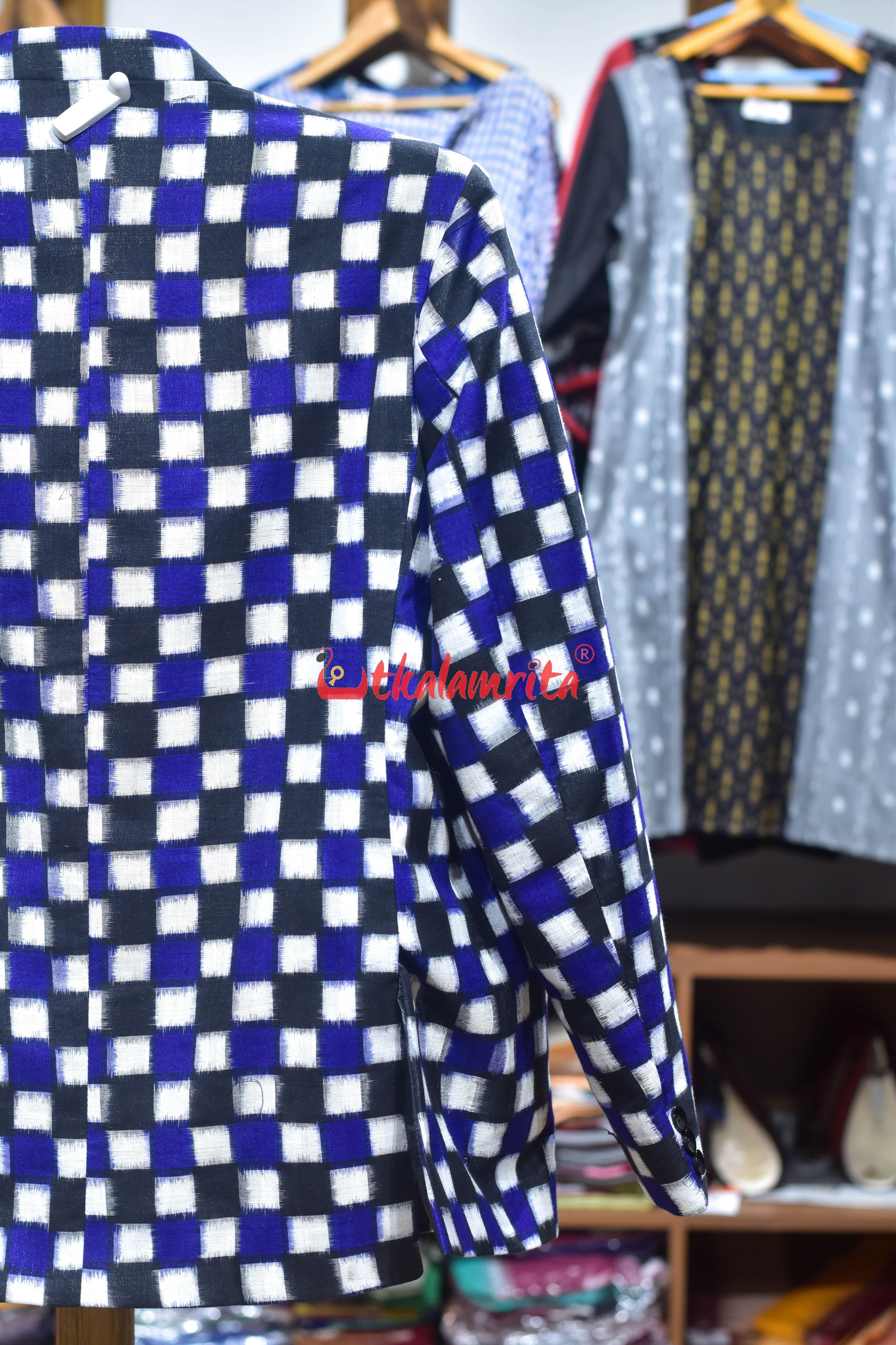 Blue Black 37 Kuthi Asymmetric (Men's Blazer)