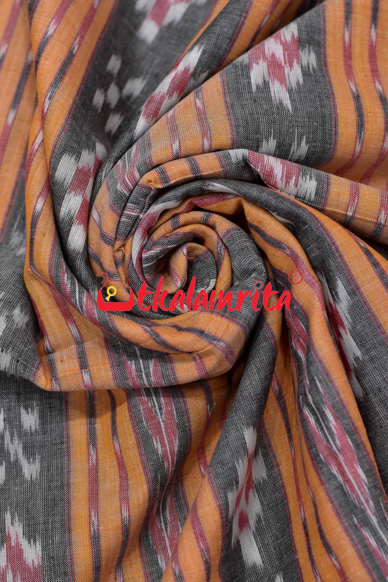 Grey Yellow Single Ikat Pasapali (Fabric)