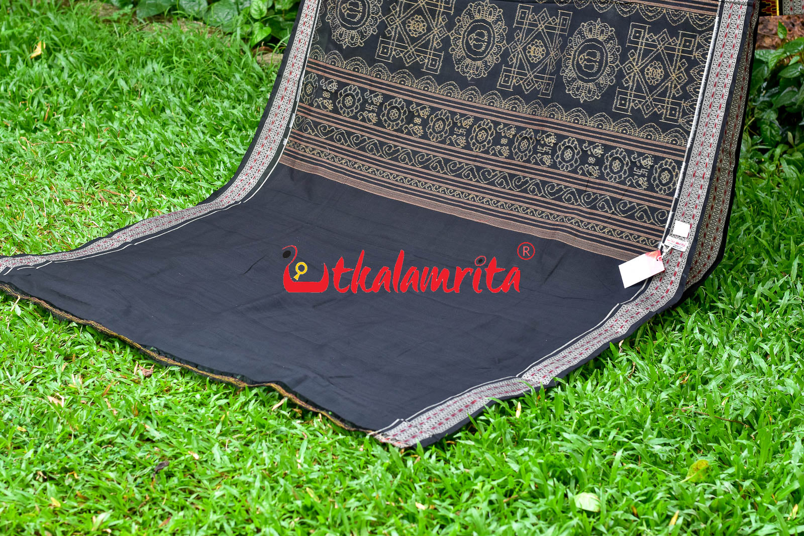 Black Tribal Flower  Sambalpuri Cotton Saree