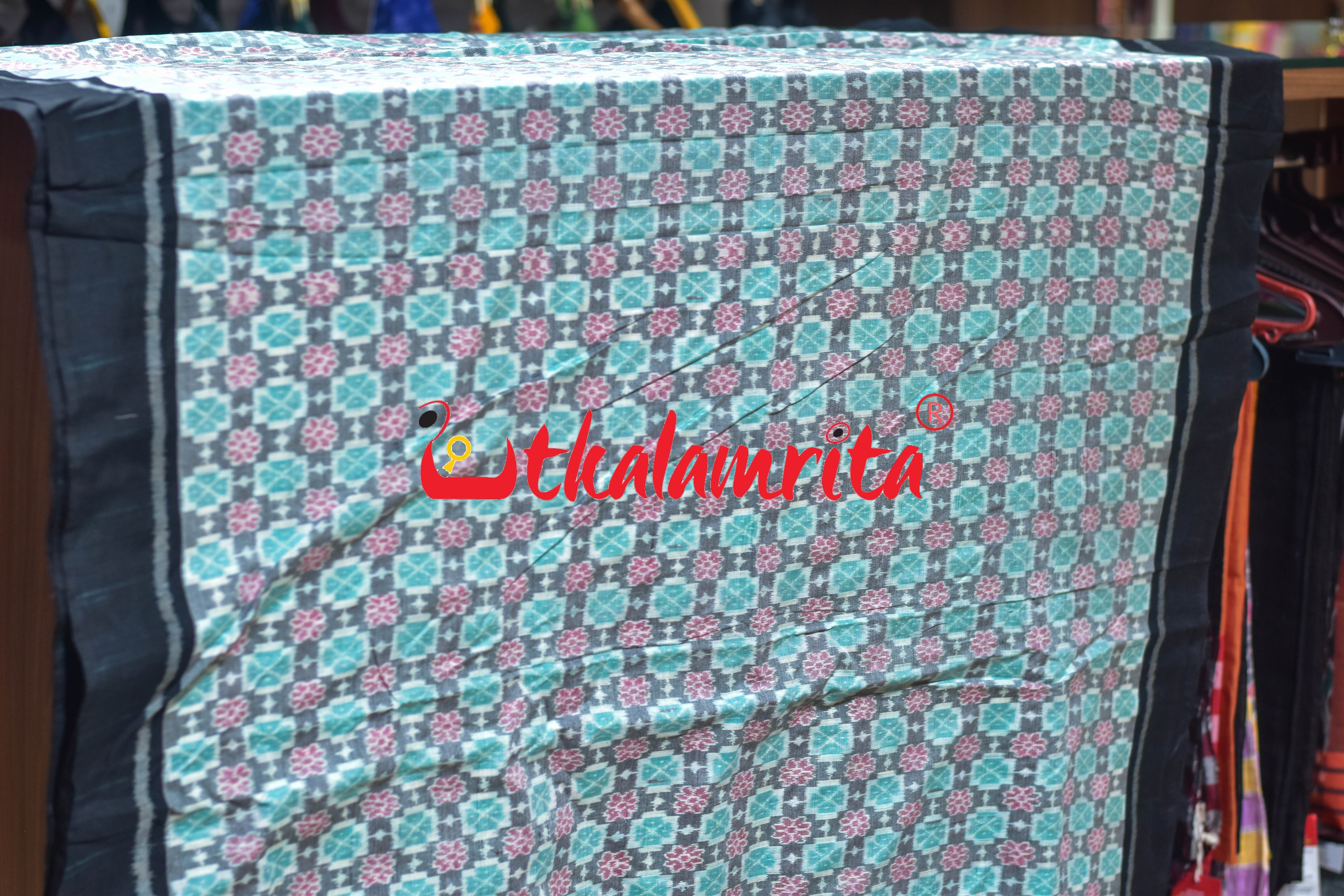 Kulaa Flower Grey Green Sambalpuri Cotton (Fabric)