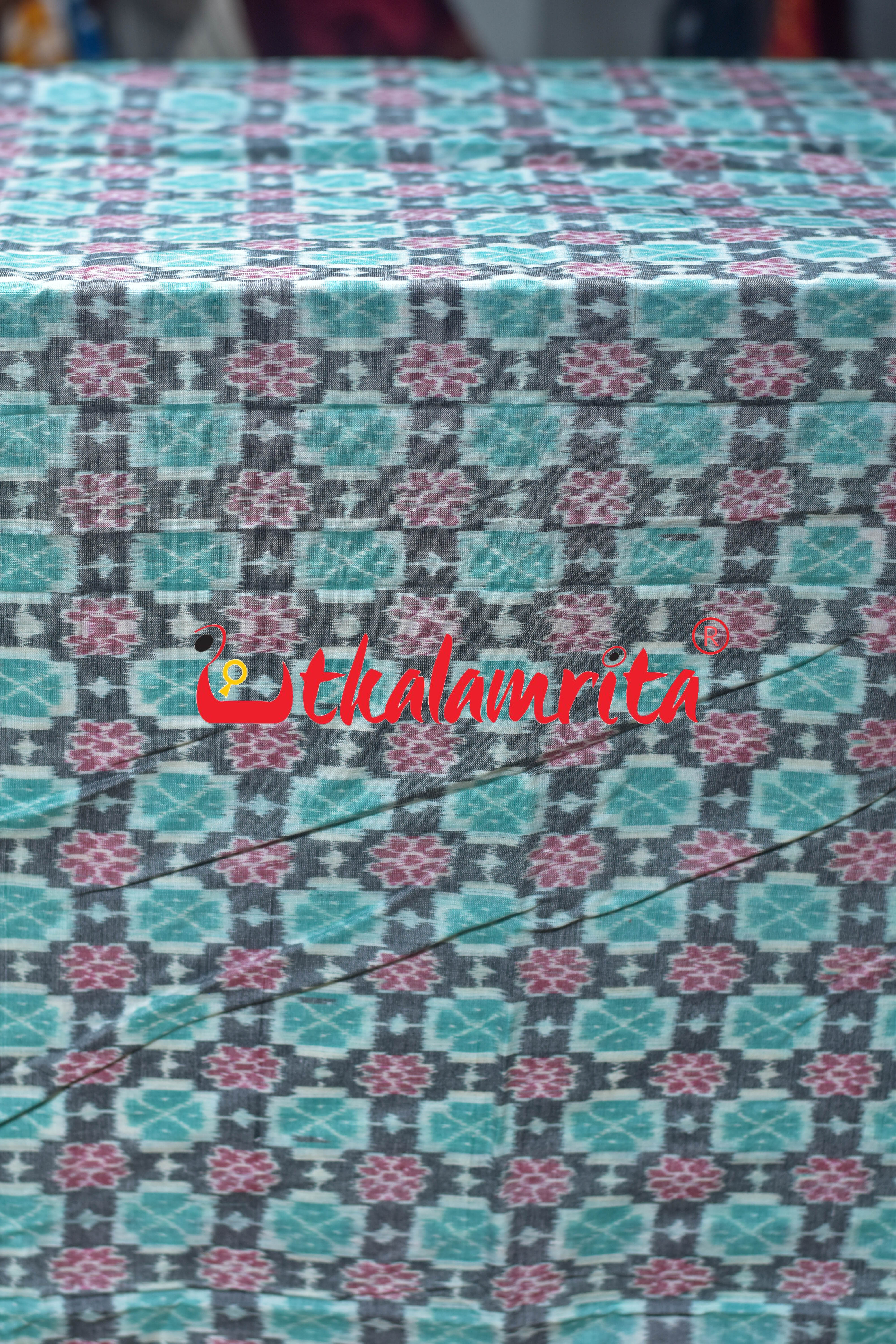 Kulaa Flower Grey Green Sambalpuri Cotton (Fabric)