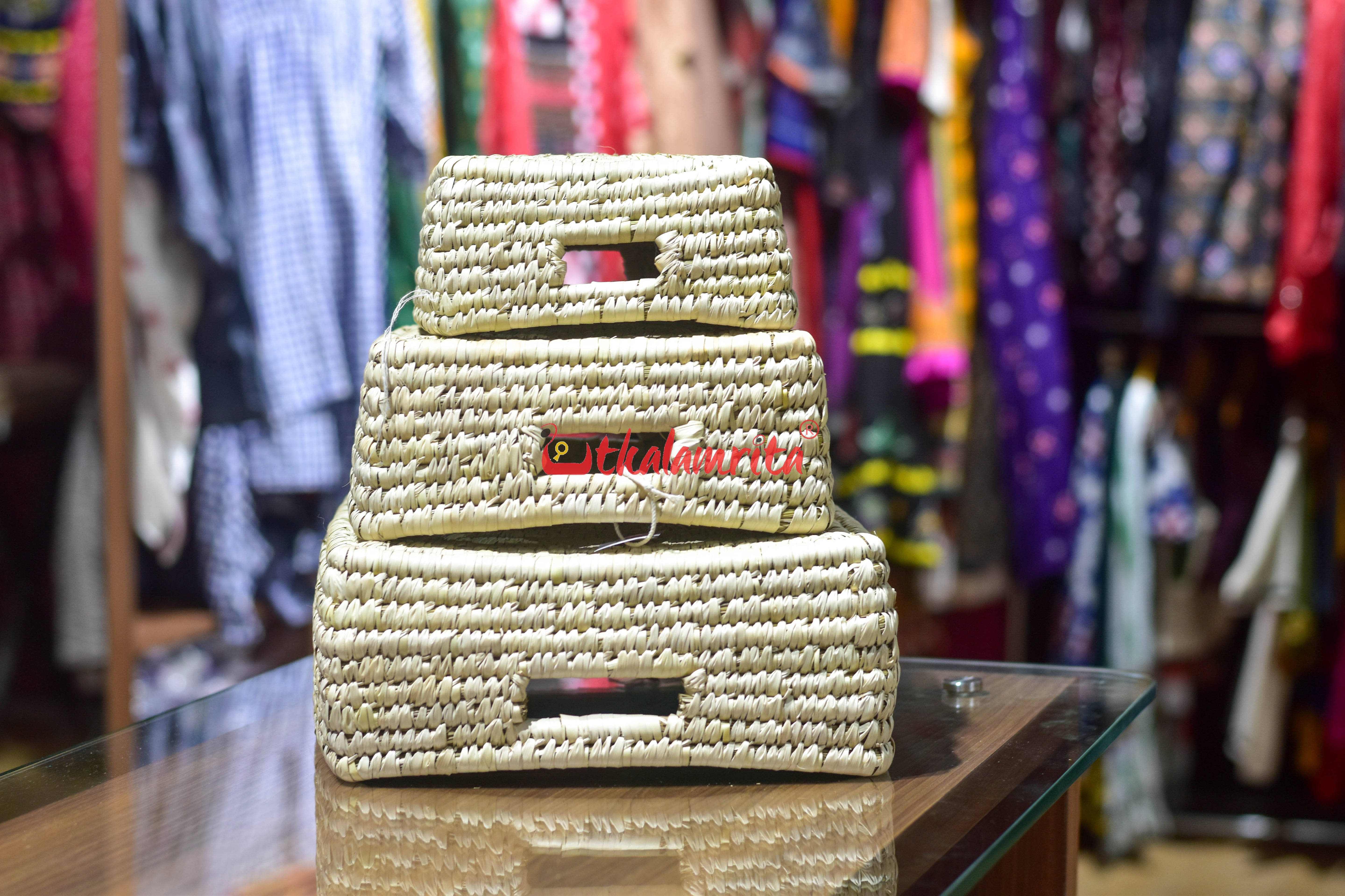 Sabai Grass Natural Square Pathuri Organiser- Small