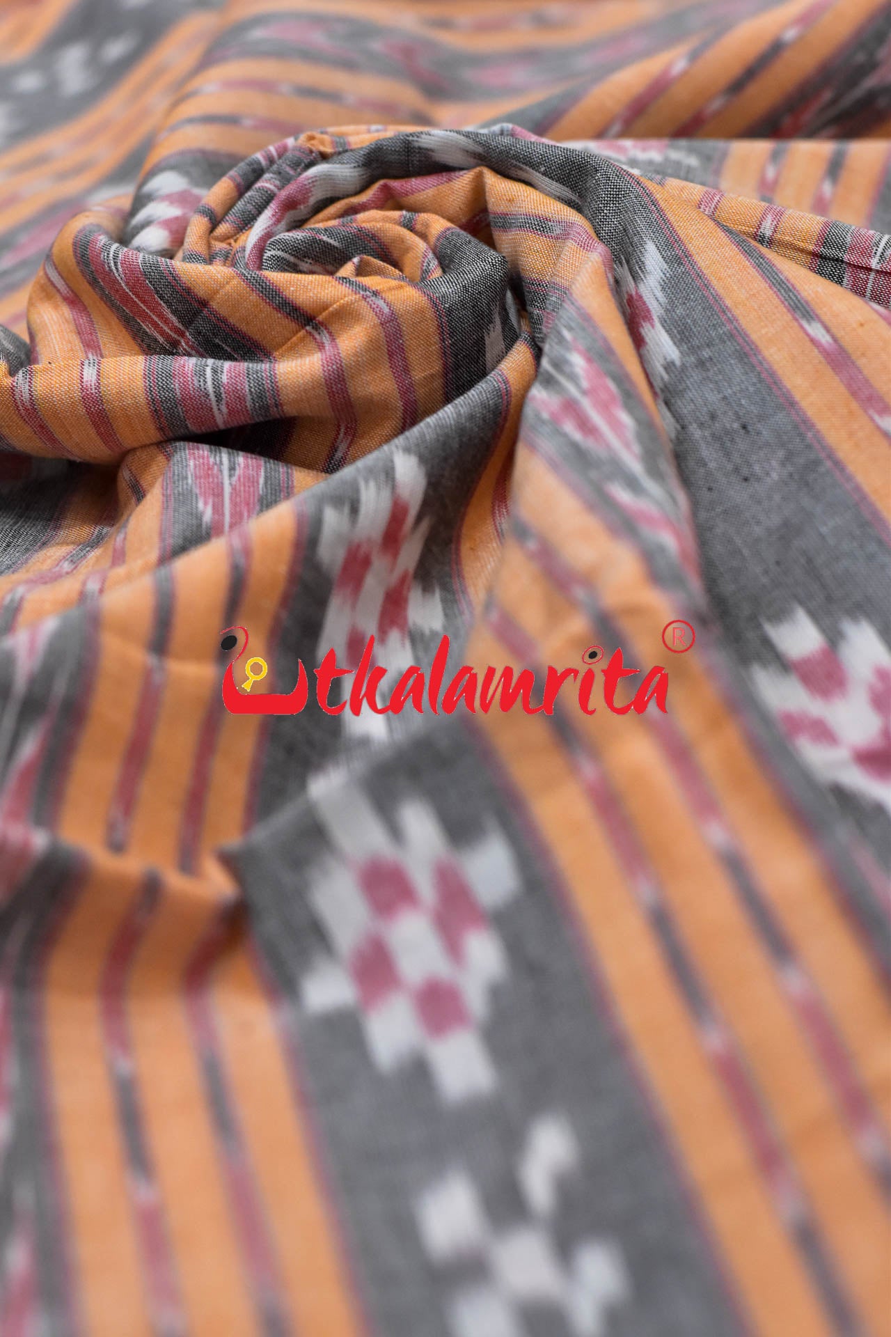 Grey Yellow Single Ikat Pasapali (Fabric)