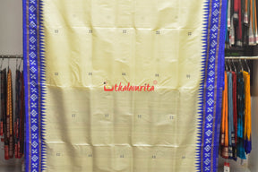 White Blue Pasapali Khandua Silk Saree