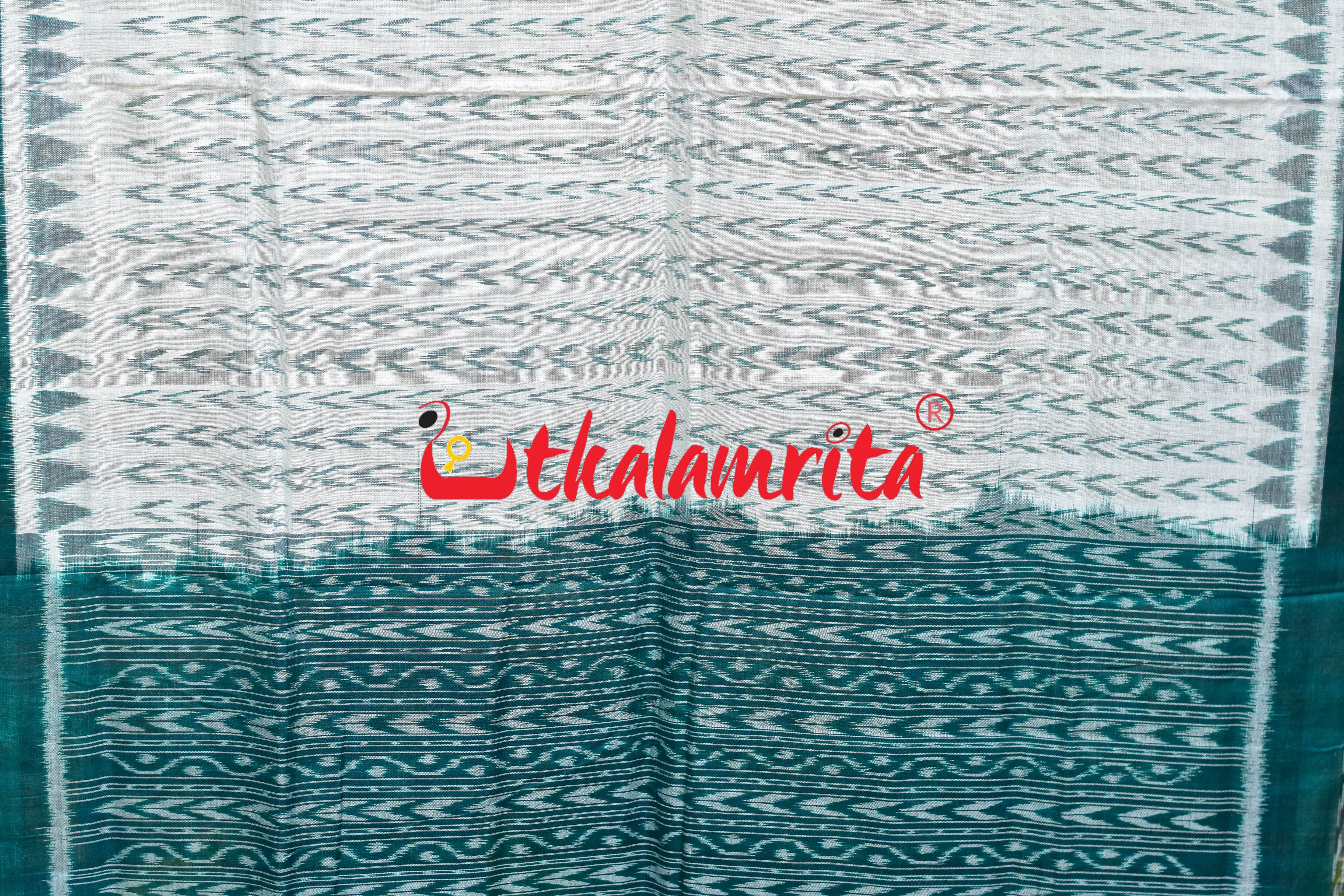 Dhanpatri White Green Sambalpuri (Dupatta)