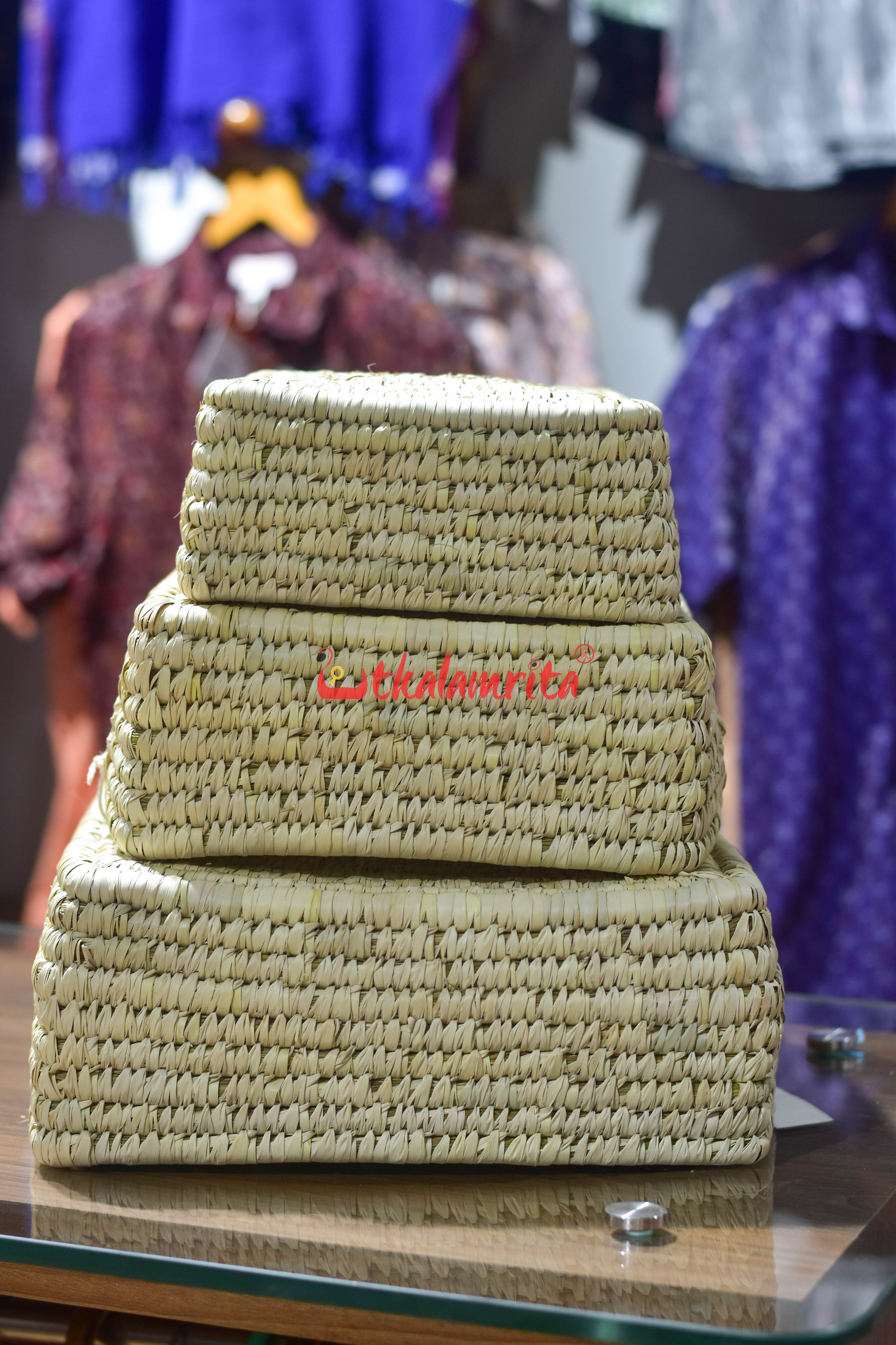 Sabai Grass Natural Square Pathuri Organiser- Small