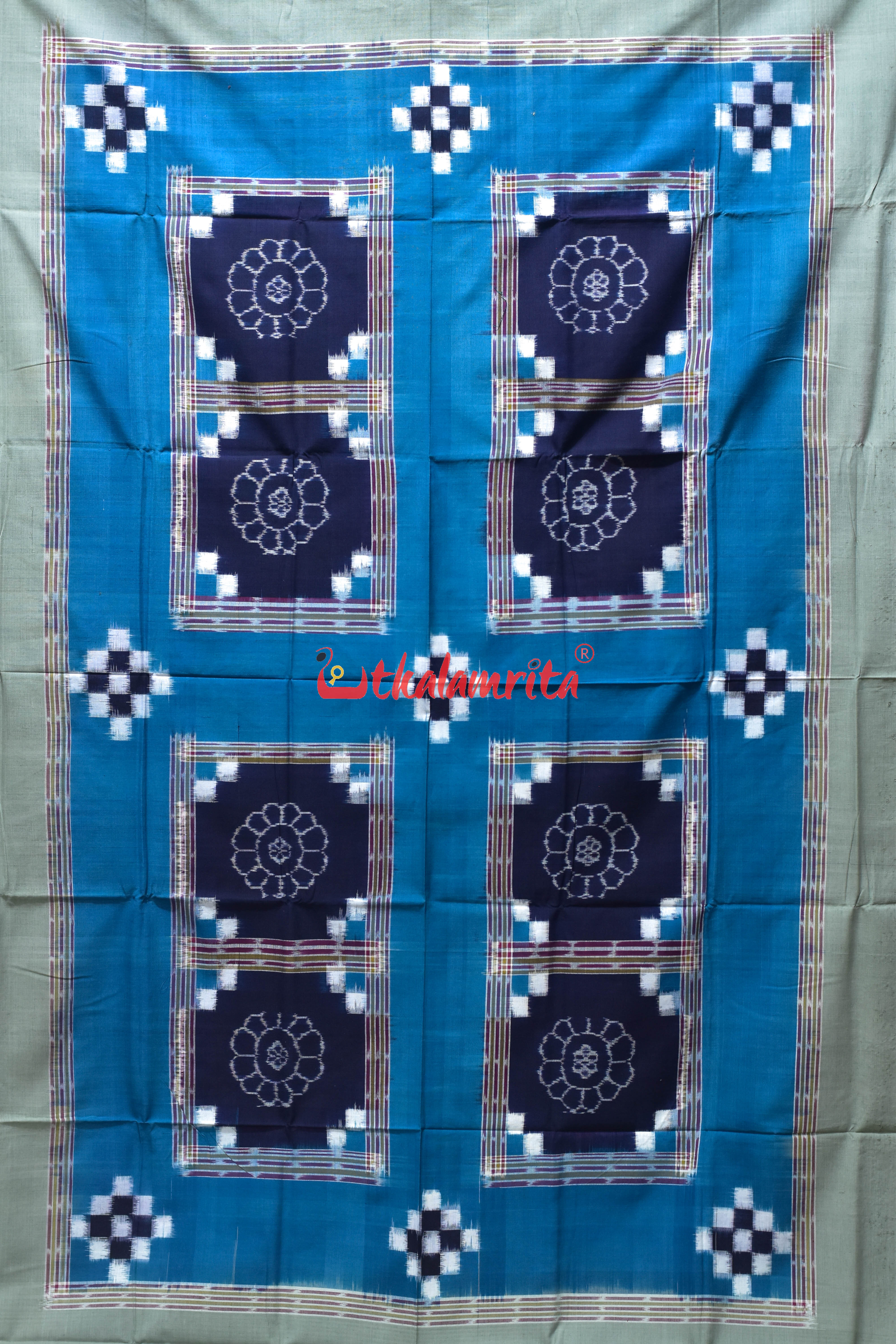 Olive Blue Flower Bandha Cotton (Single Bedsheet)