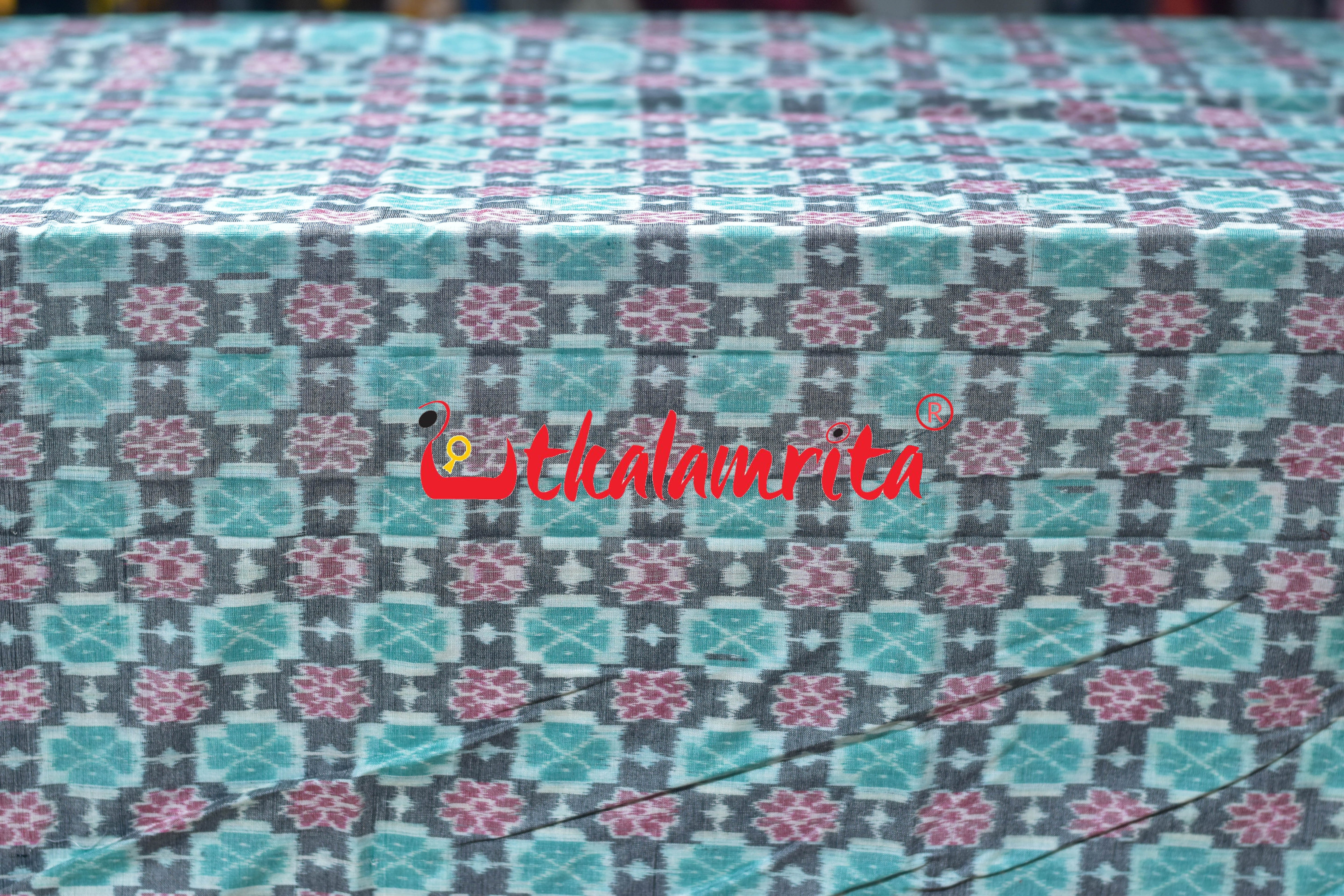 Kulaa Flower Grey Green Sambalpuri Cotton (Fabric)