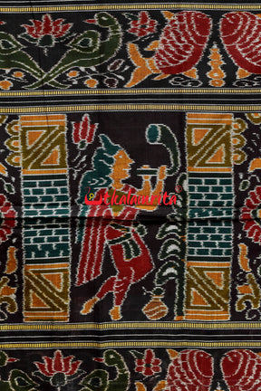 Blue Odia Alphabets Khandua Cotton Saree