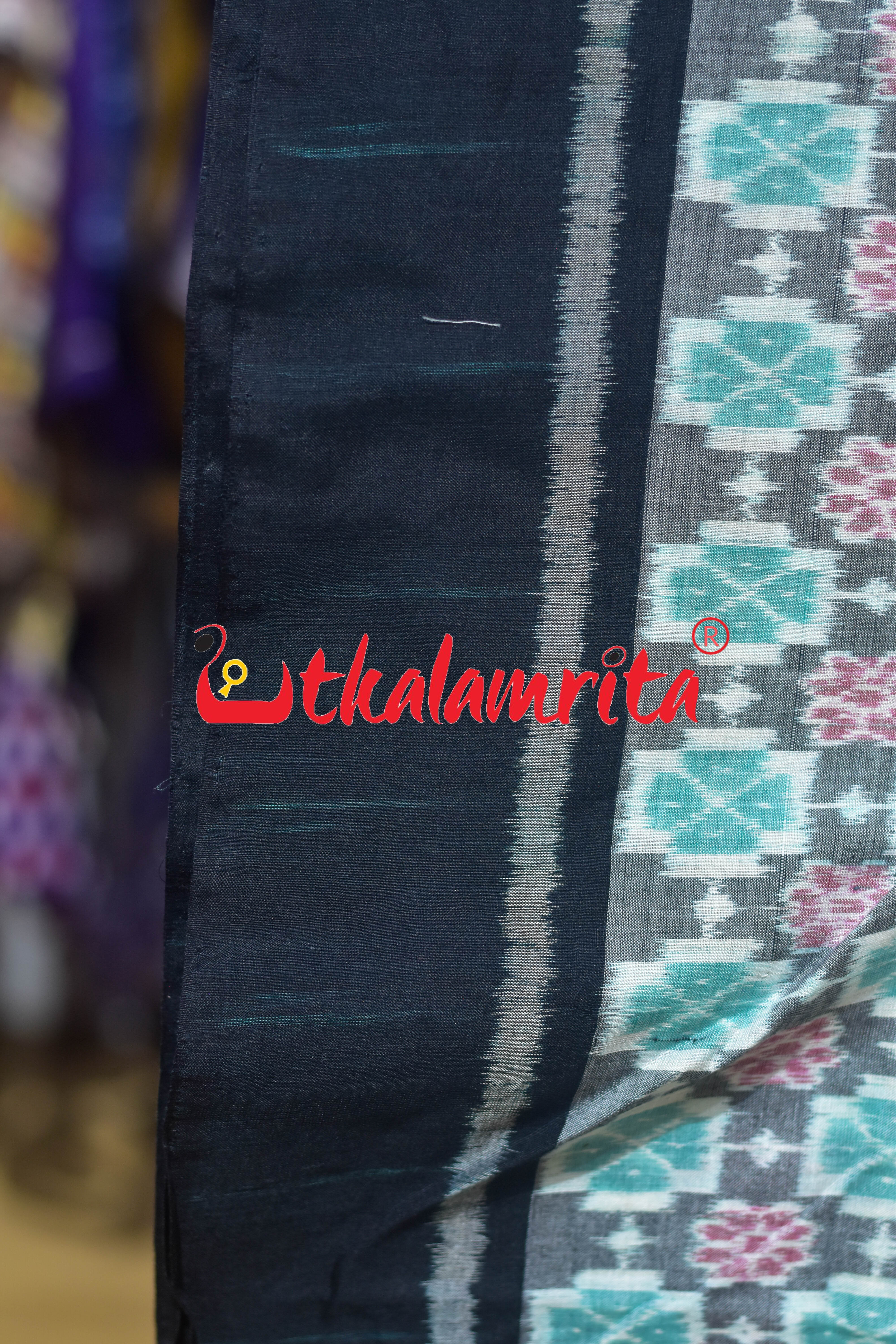 Kulaa Flower Grey Green Sambalpuri Cotton (Fabric)