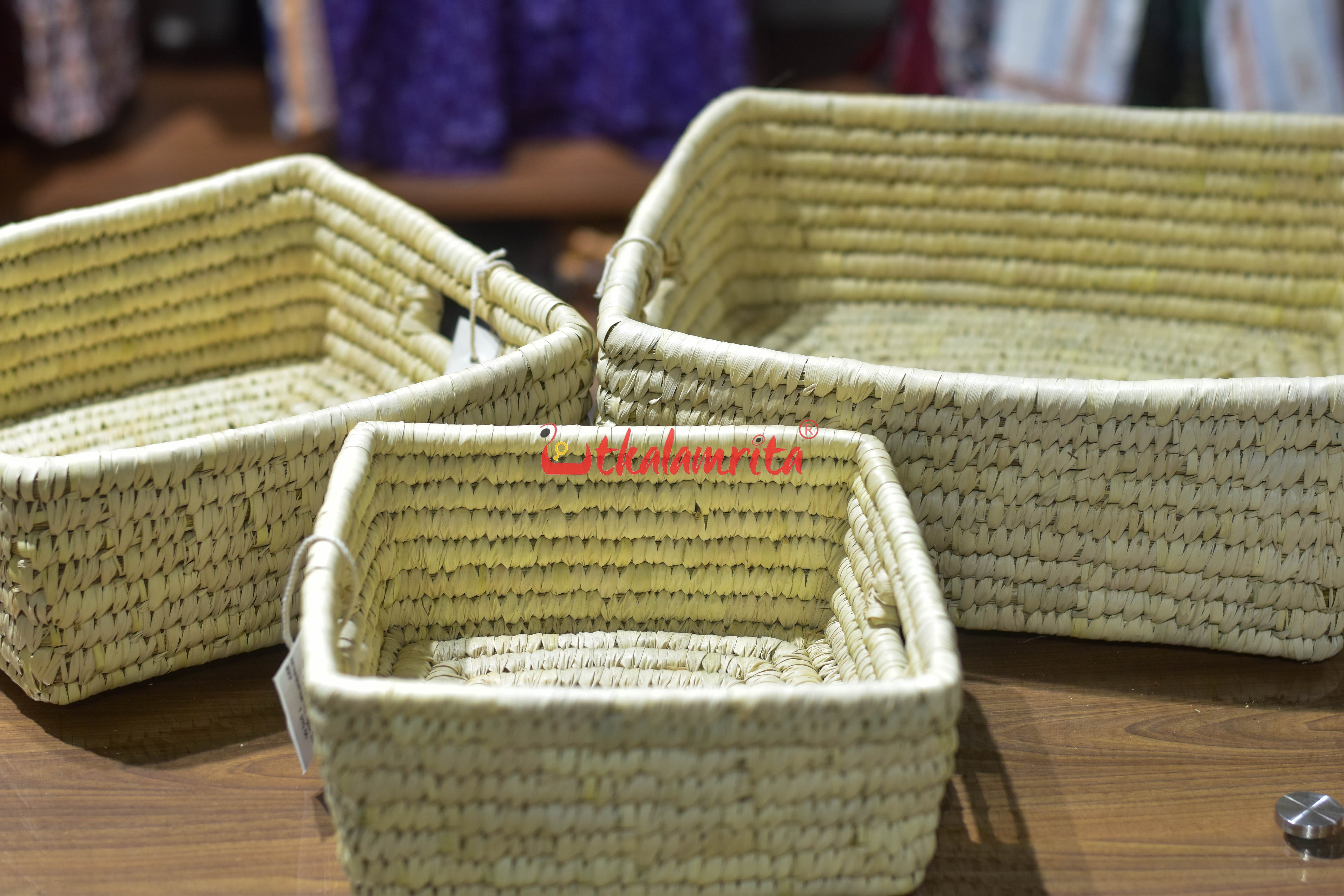 Sabai Grass Natural Square Pathuri Organiser- Small