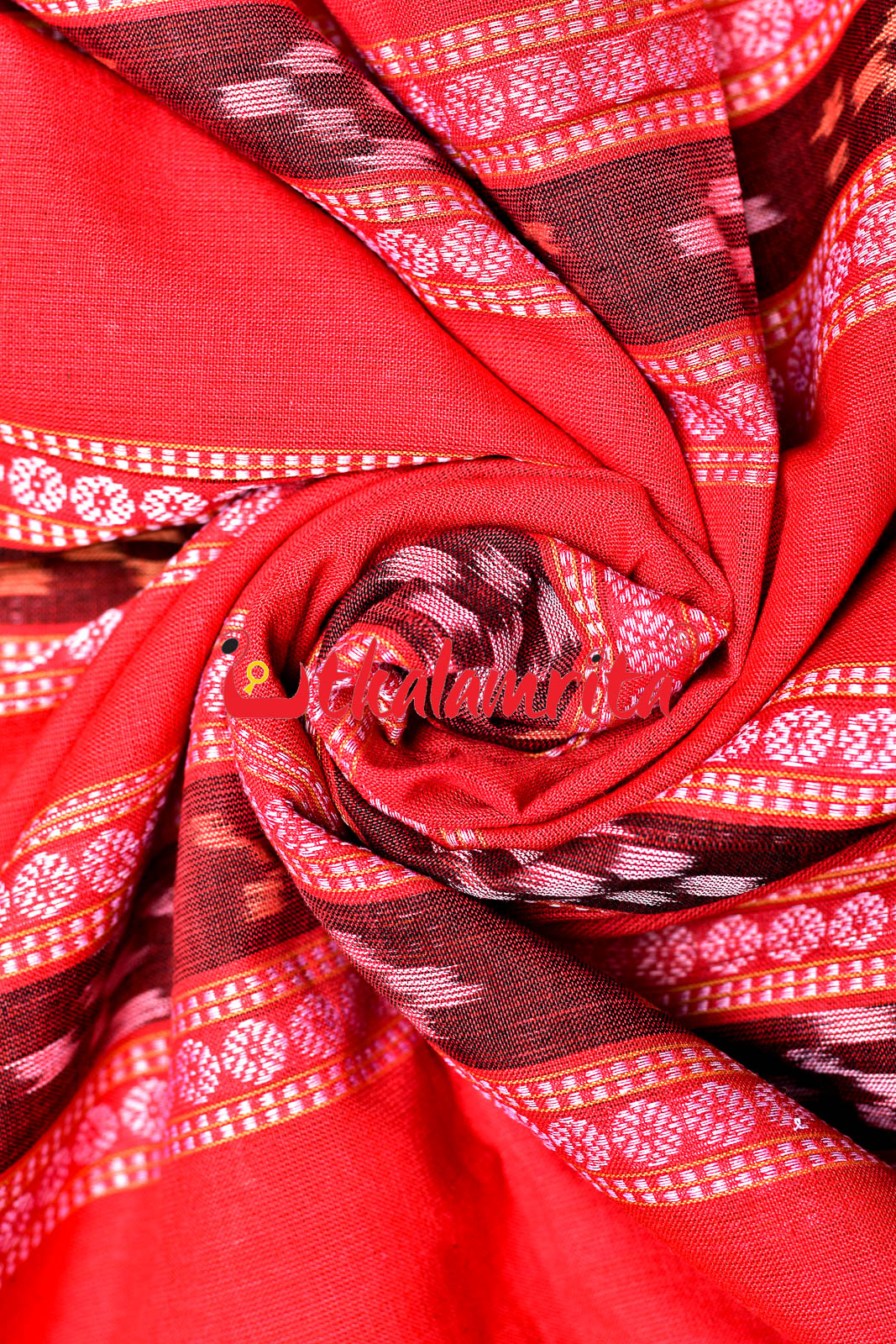 Red with Lines Pasapali Borders (Fabric)