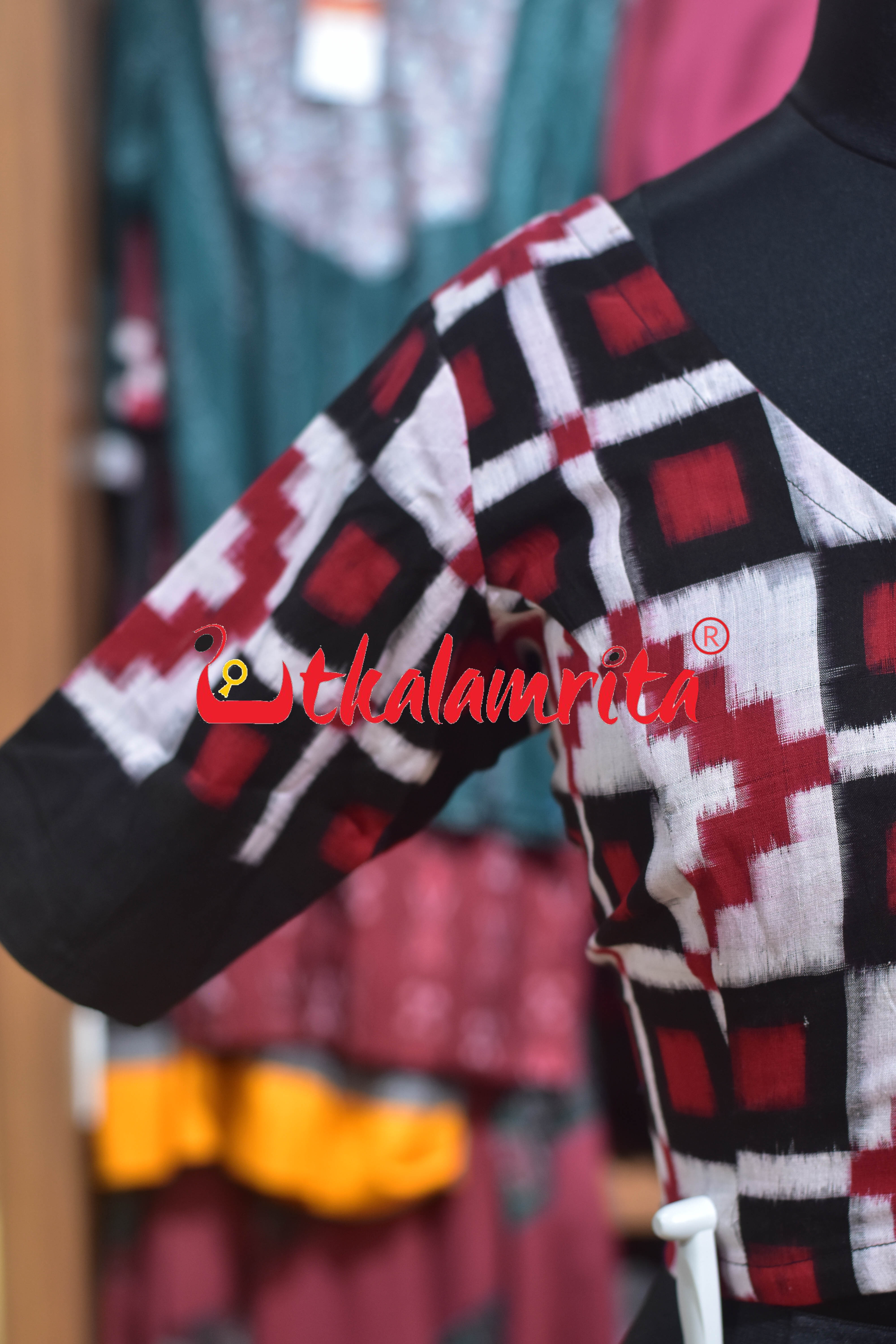 Thikiri Pasapali Red Black White (Blouse)