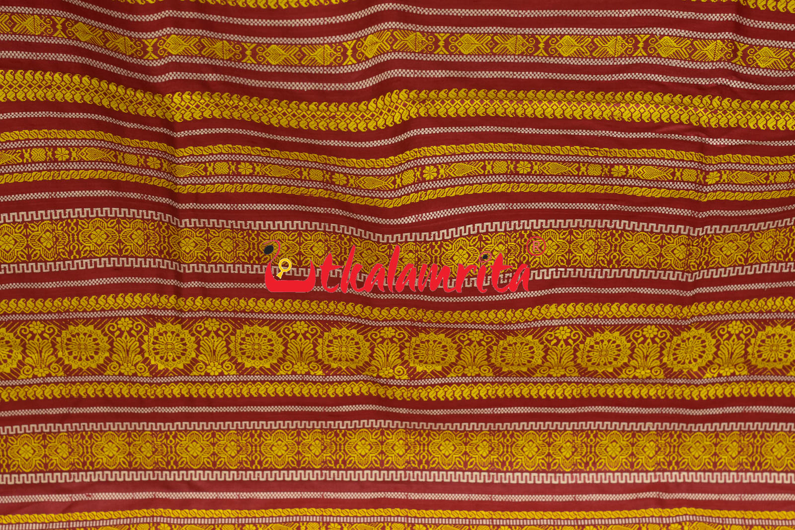 Peach Red Chakra Jaala Gopalpur Tussar Saree