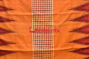 Kargil Middle Checks Orange Cotton Saree