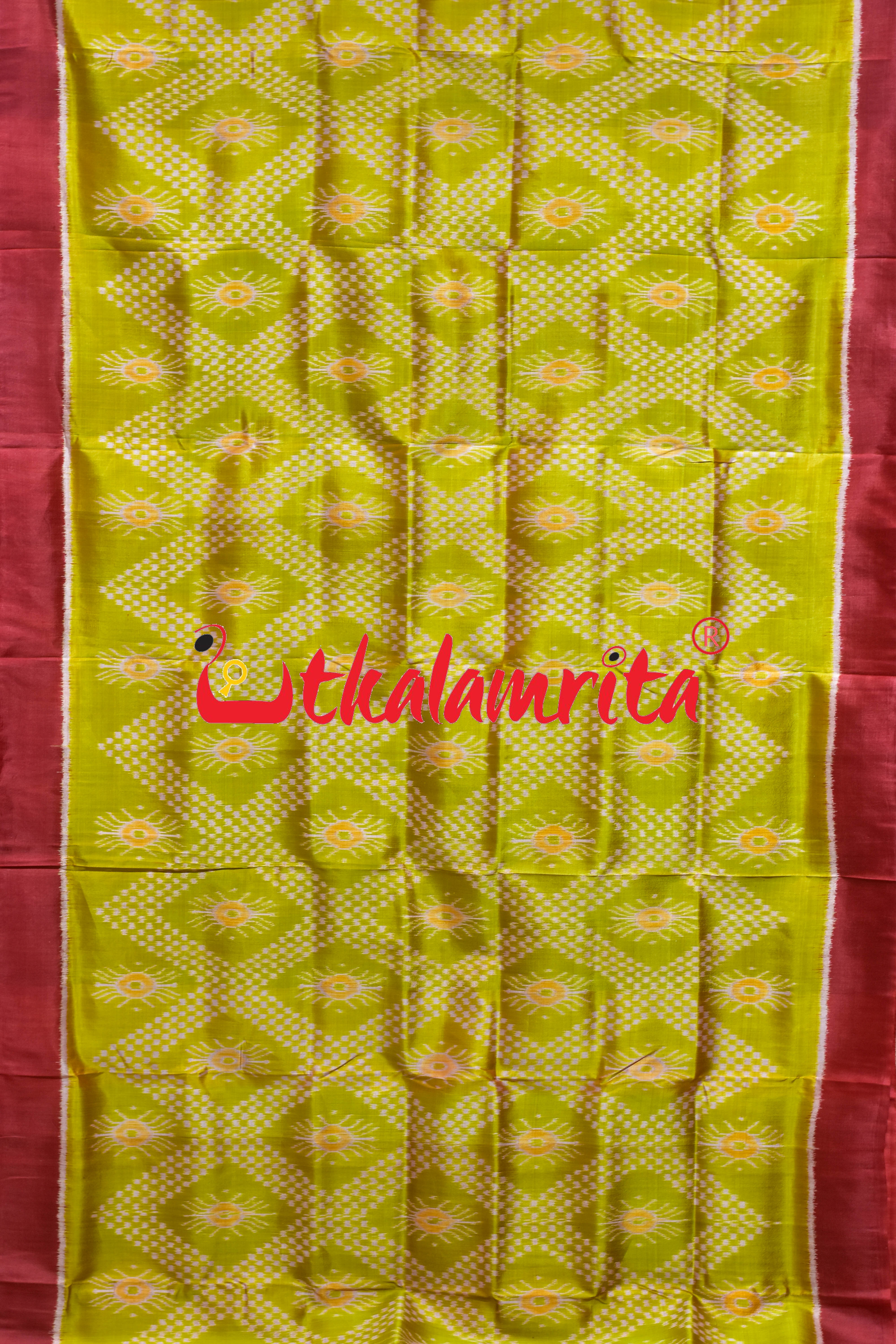 Fluorescent Green Maroon Tarabali Khandua Silk Saree