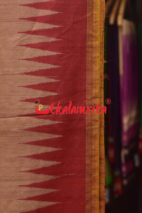 Peach Red Chakra Jaala Gopalpur Tussar Saree