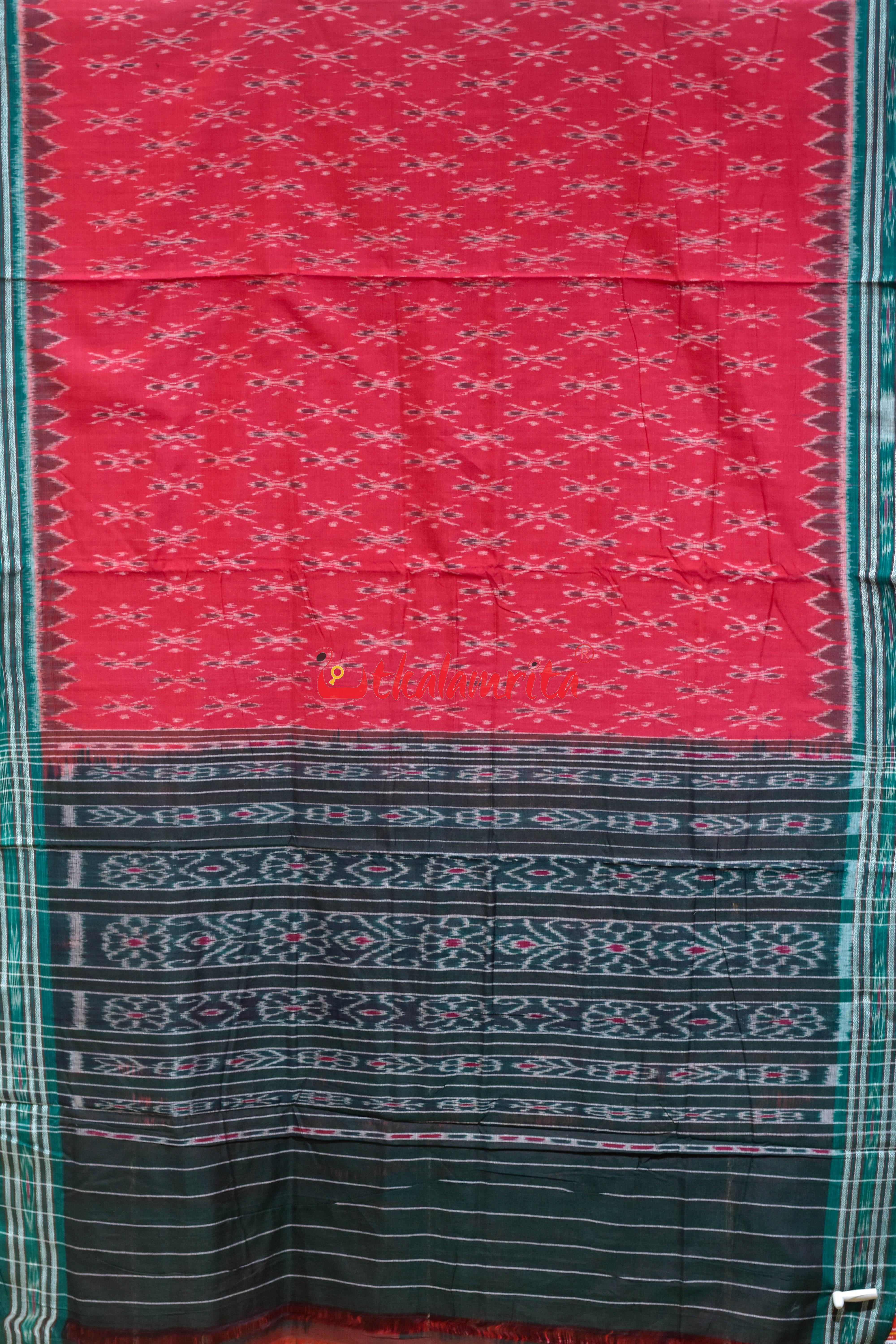 Red Damru Body Bandha Khandua Cotton Saree