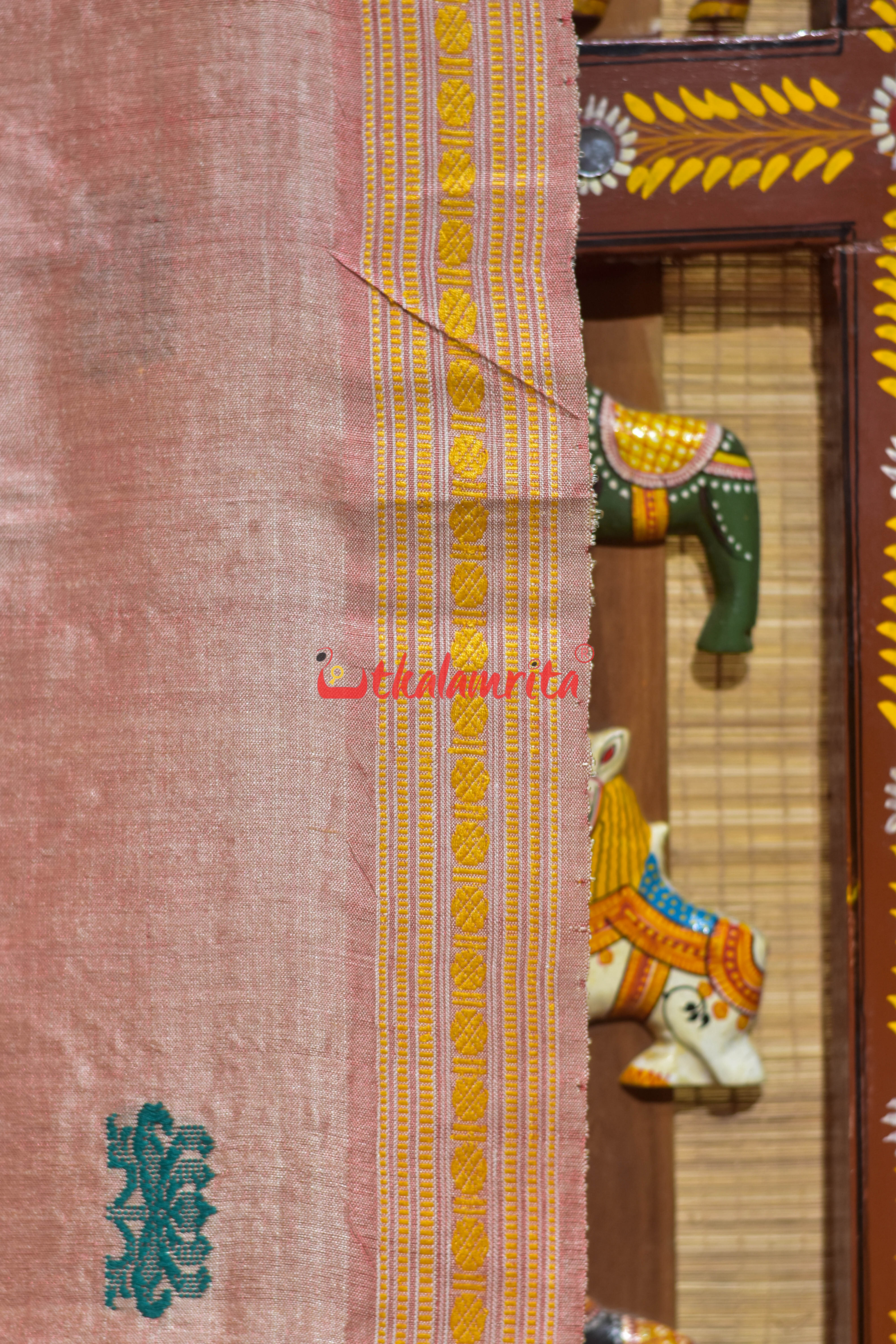 Peach Bina Dobby Border Gopalpur Tussar Silk Saree