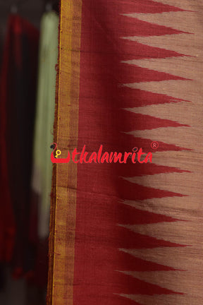 Peach Red Chakra Jaala Gopalpur Tussar Saree