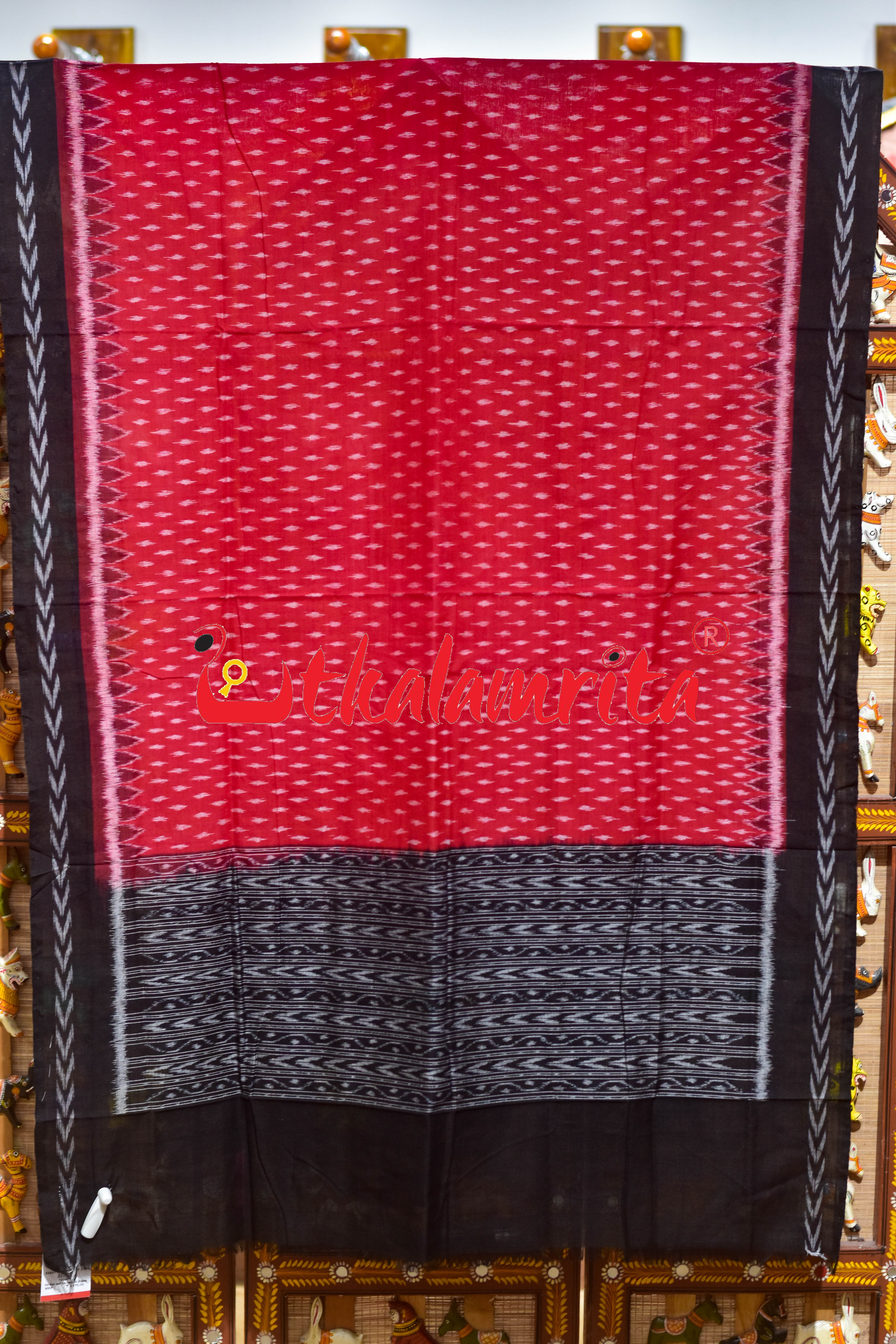 Red Black Small Dots Sambalpuri (Dupatta)