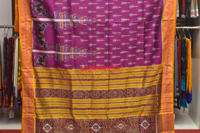 Magenta Trees with Elephant Khandua Silk Saree