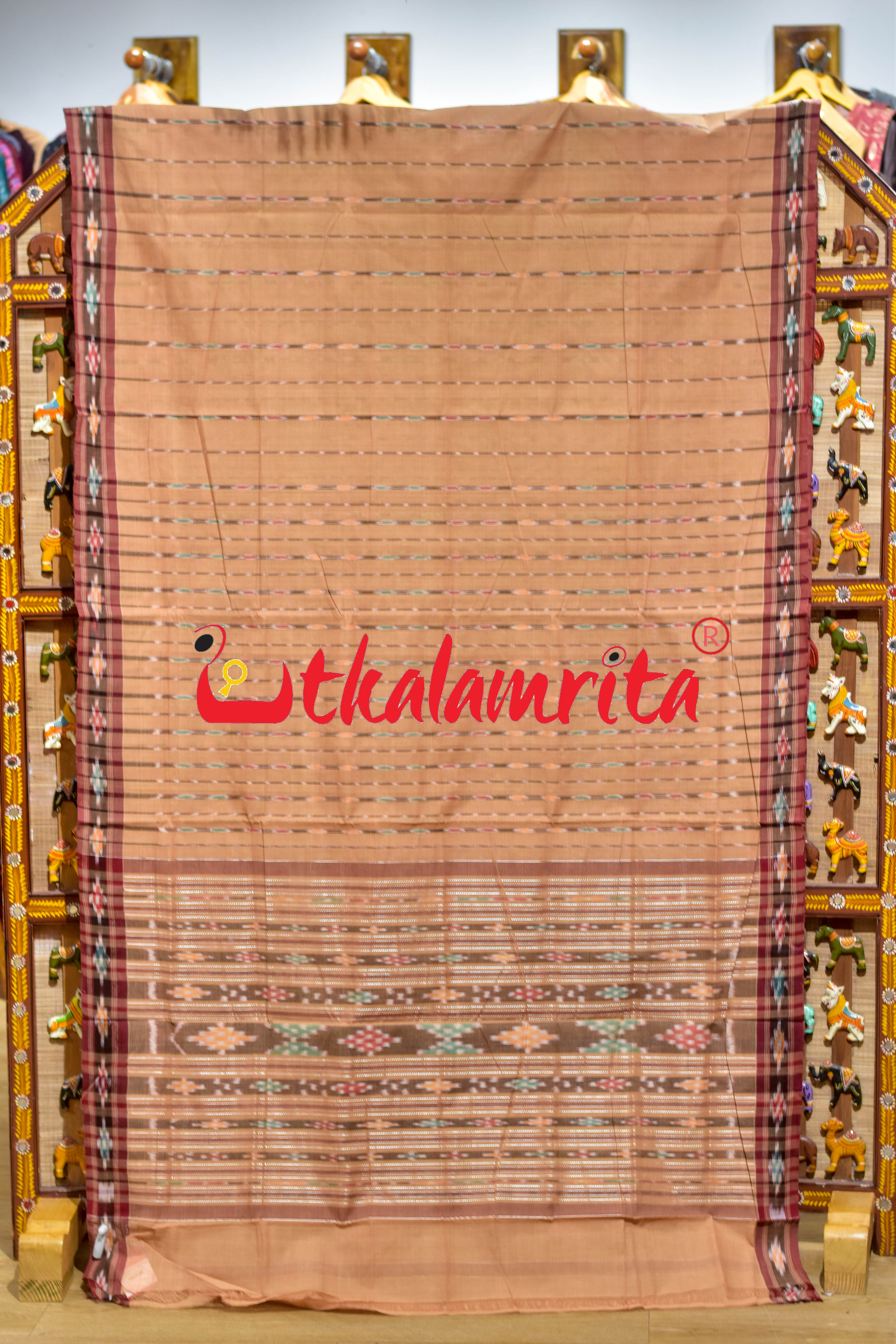 Cream Koli Maala Pittala Single Cotton Saree