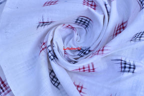 Jharaka Design Red Black Over White Base (Fabric)
