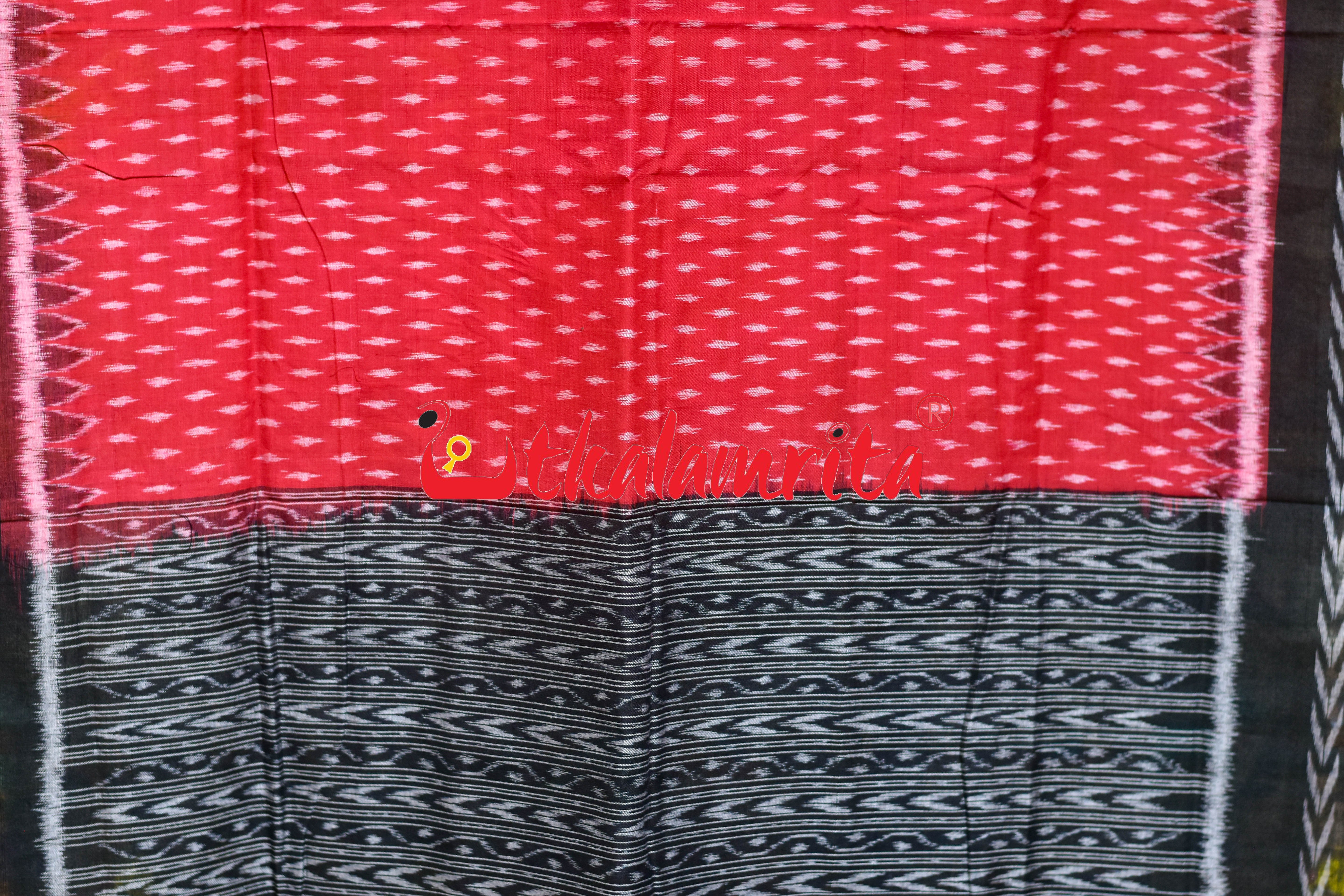 Red Black Small Dots Sambalpuri (Dupatta)
