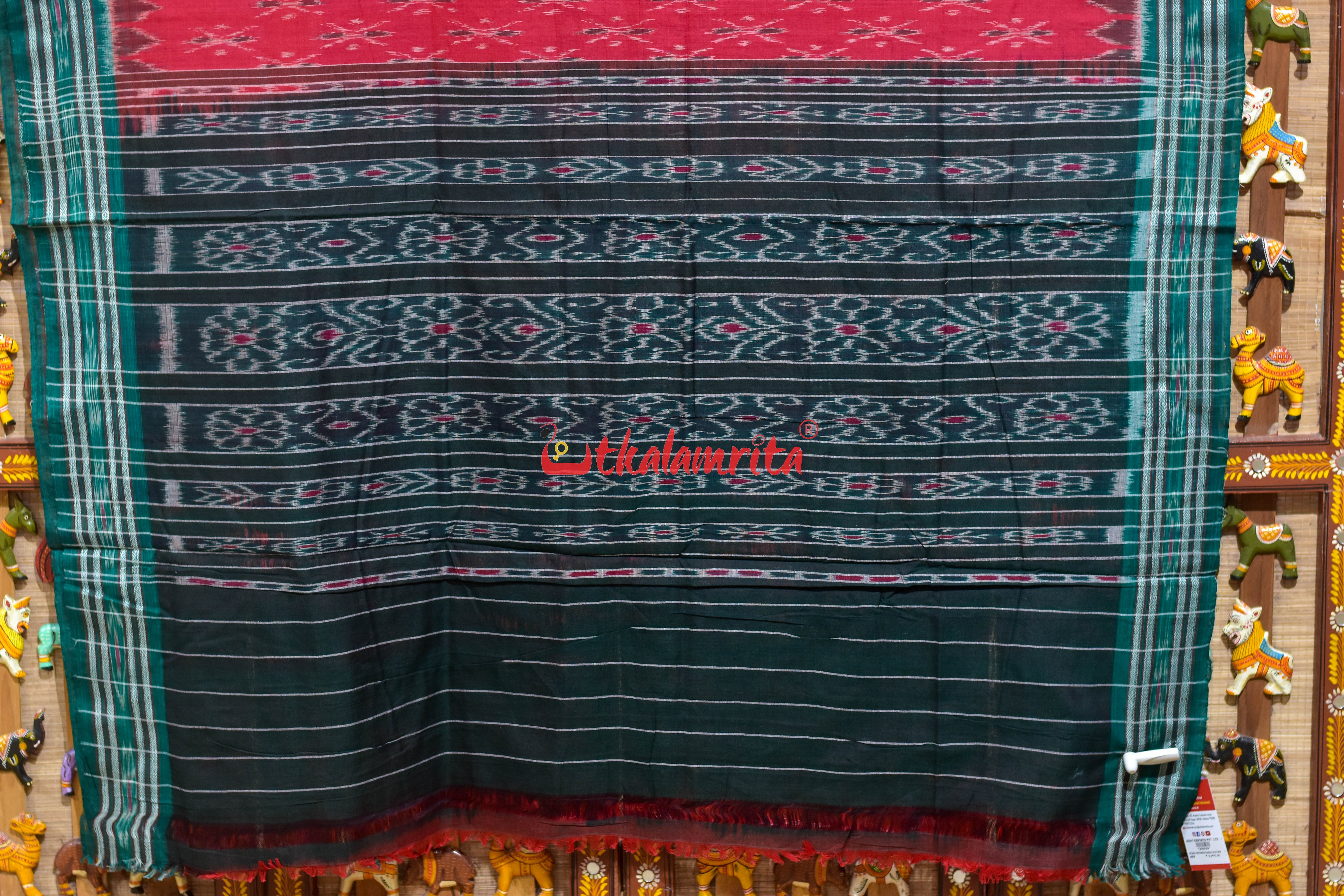 Red Damru Body Bandha Khandua Cotton Saree