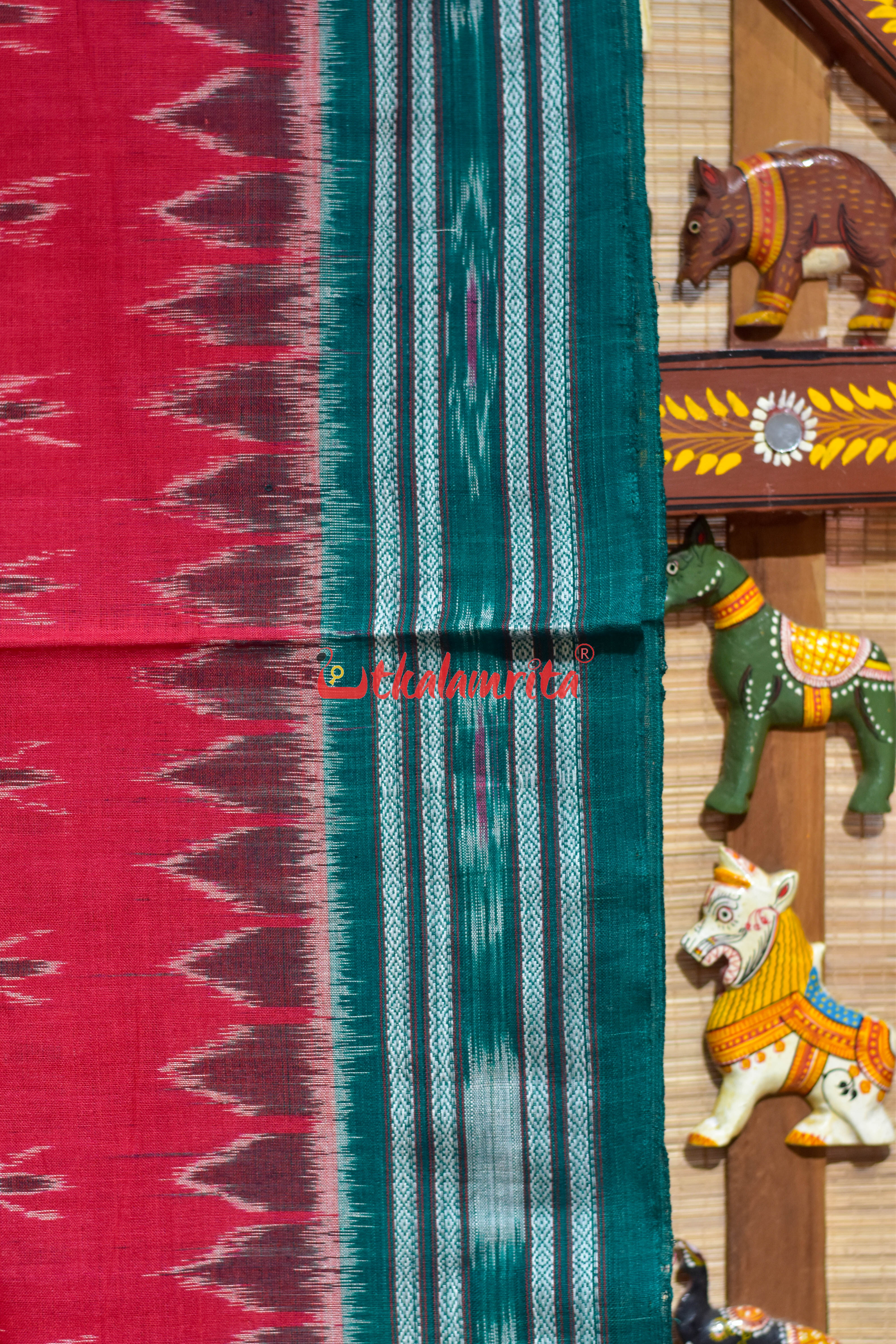 Red Damru Body Bandha Khandua Cotton Saree