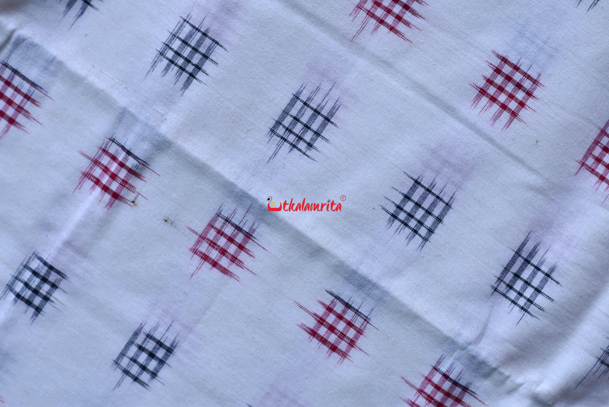 Jharaka Design Red Black Over White Base (Fabric)
