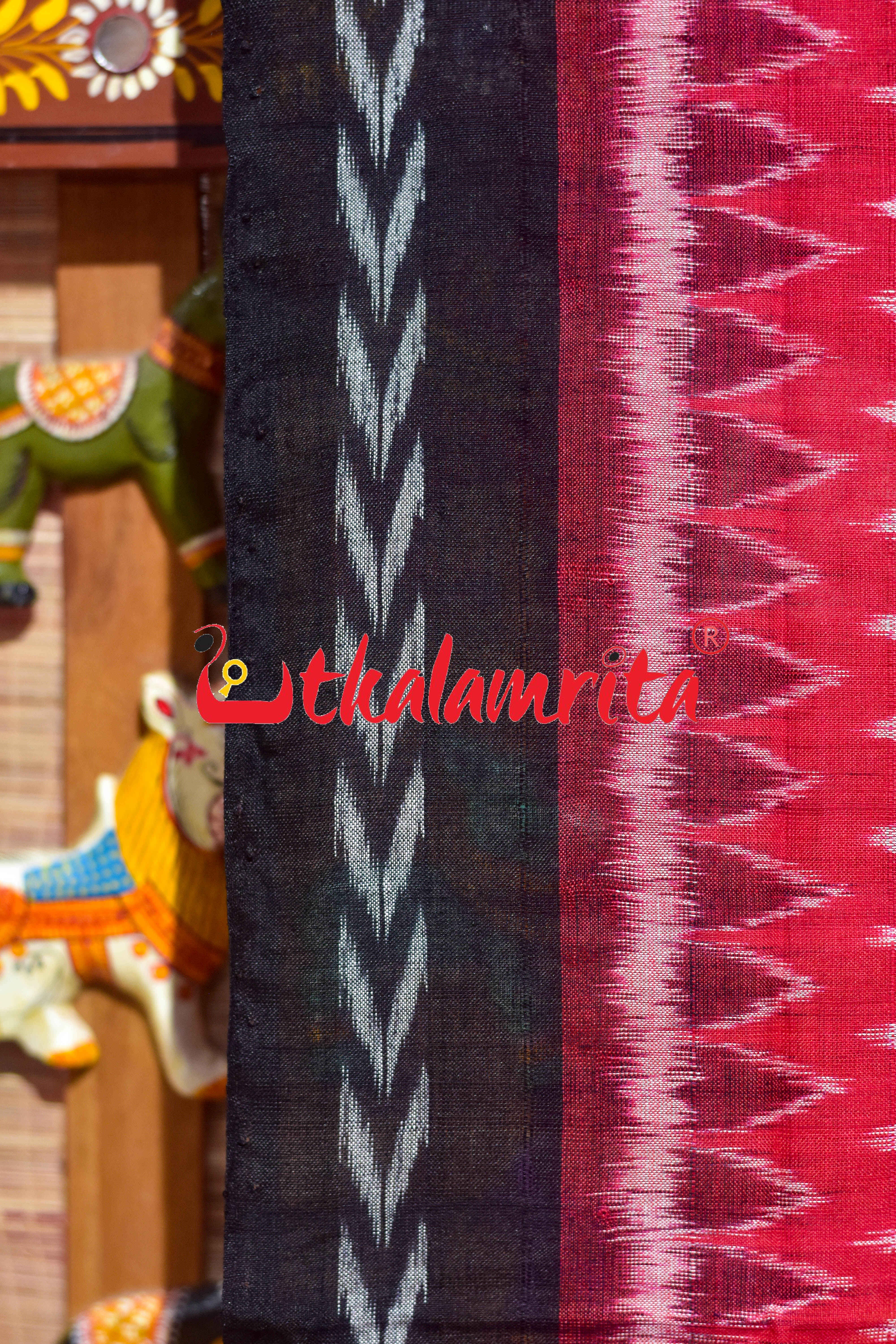 Red Black Small Dots Sambalpuri (Dupatta)