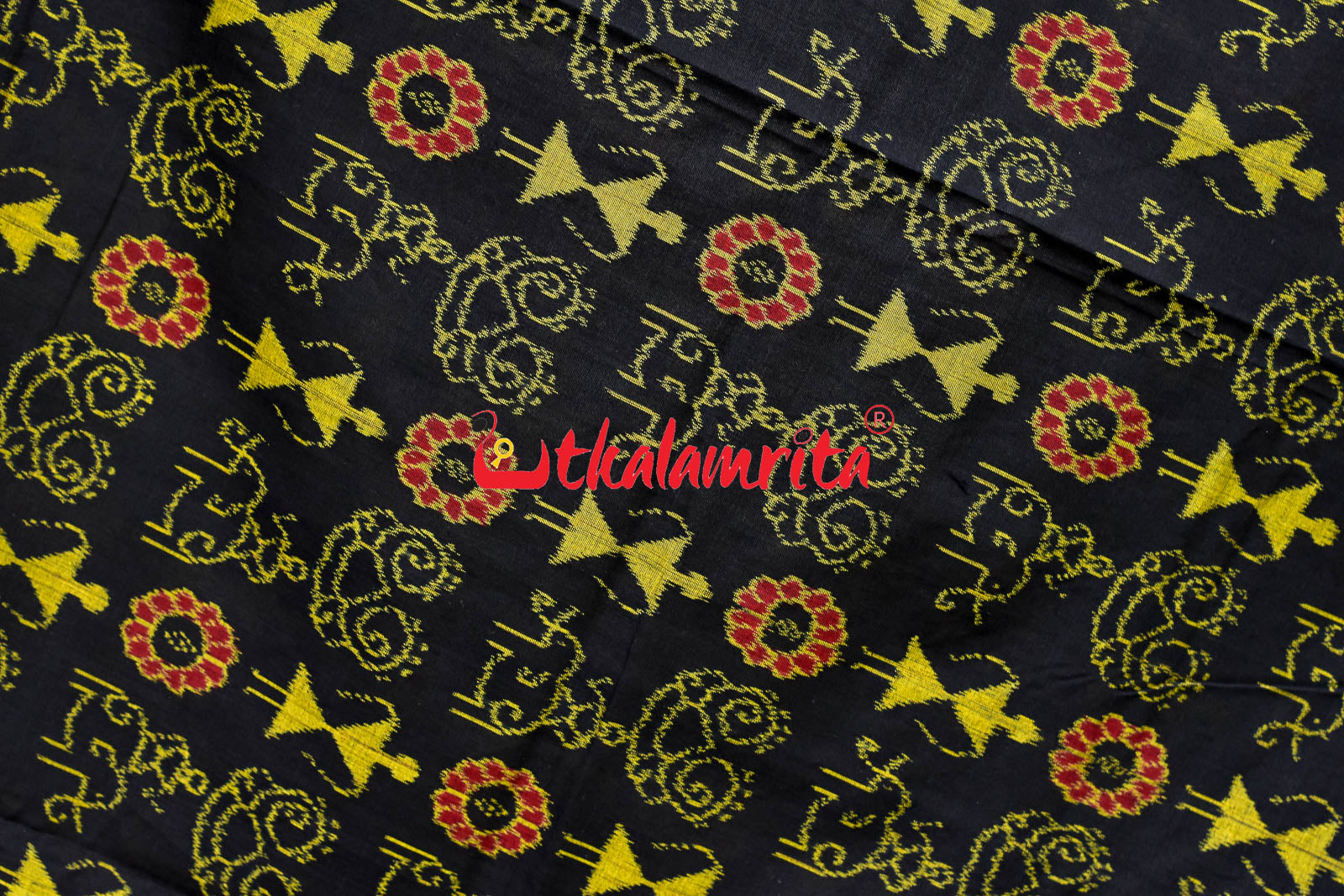 Black Tribal Flower  Sambalpuri Cotton Saree