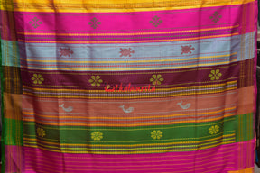 Peel Orange Double Anchal Berhampuri Silk Saree
