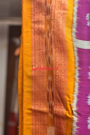 Magenta Trees with Elephant Khandua Silk Saree