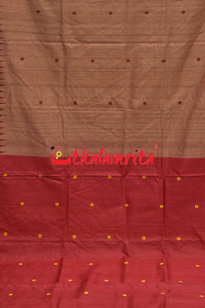 Peach Red Chakra Jaala Gopalpur Tussar Saree