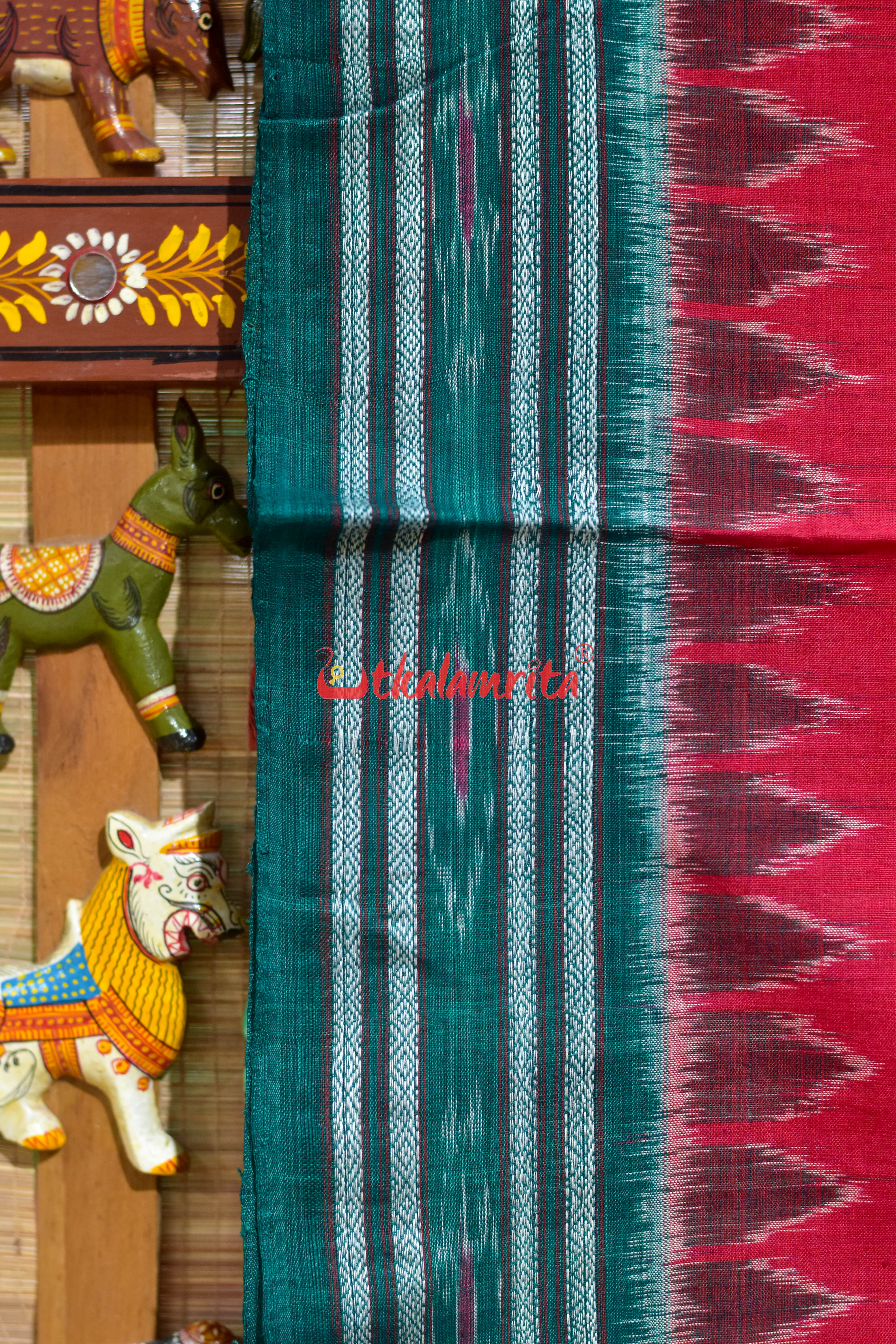 Red Damru Body Bandha Khandua Cotton Saree