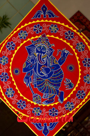 Blue Ganesha Red Patch Applique