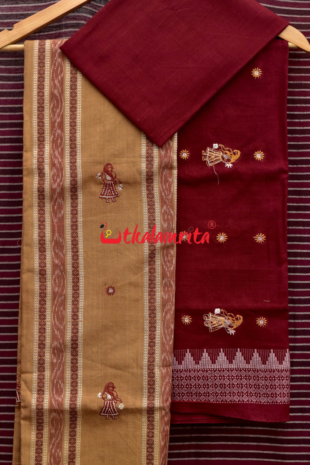 Chandan Maroon Doll Bomkai Dress Set