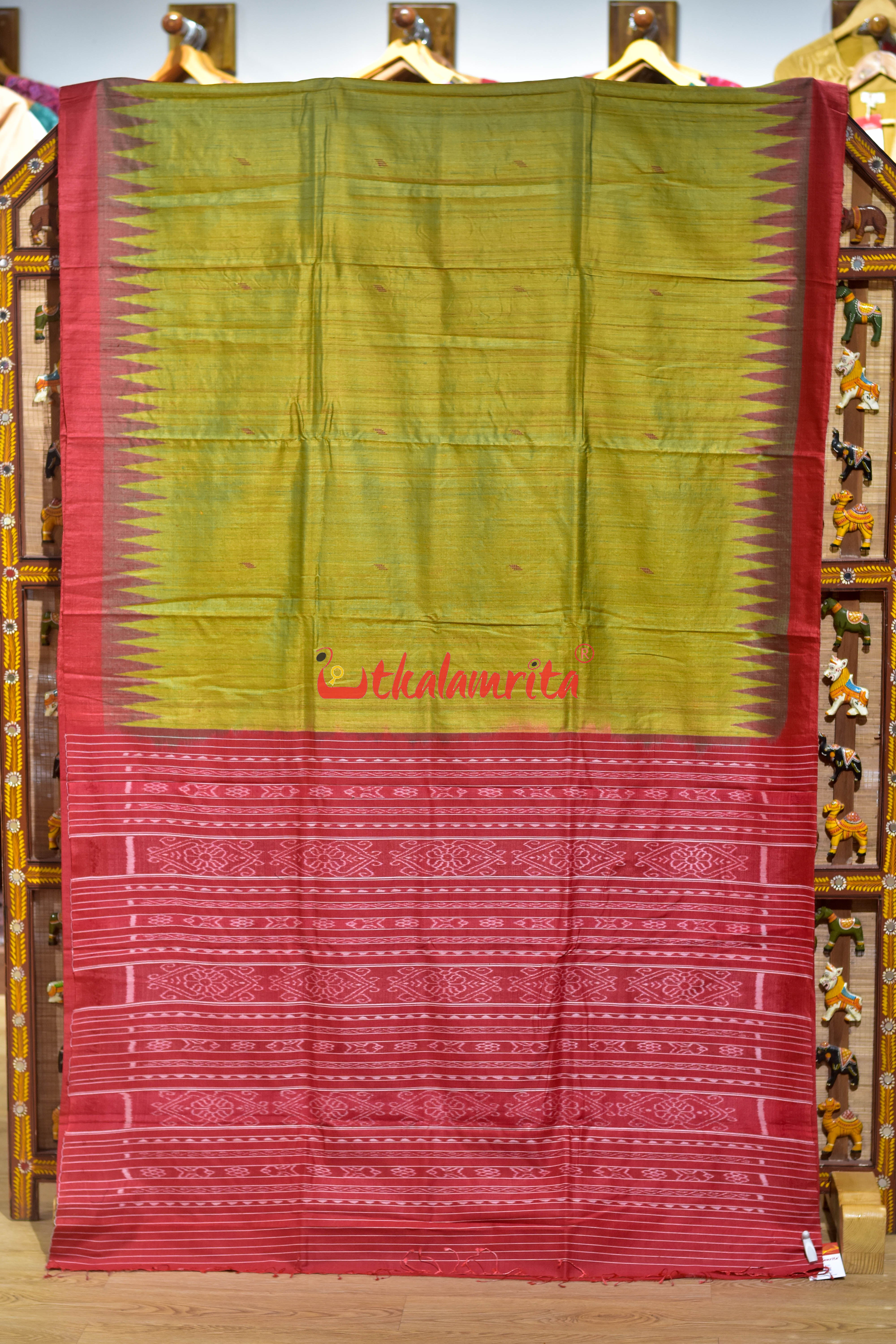 Contrast Lemon Yellow Gopalpur Tussar Saree