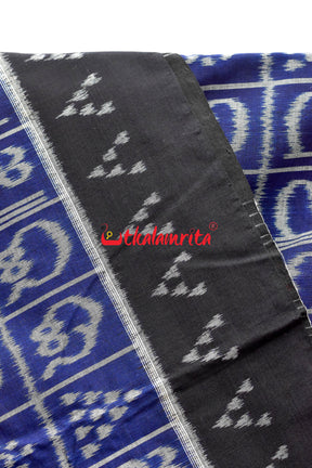 Blue Odia Alphabets Khandua Cotton Saree