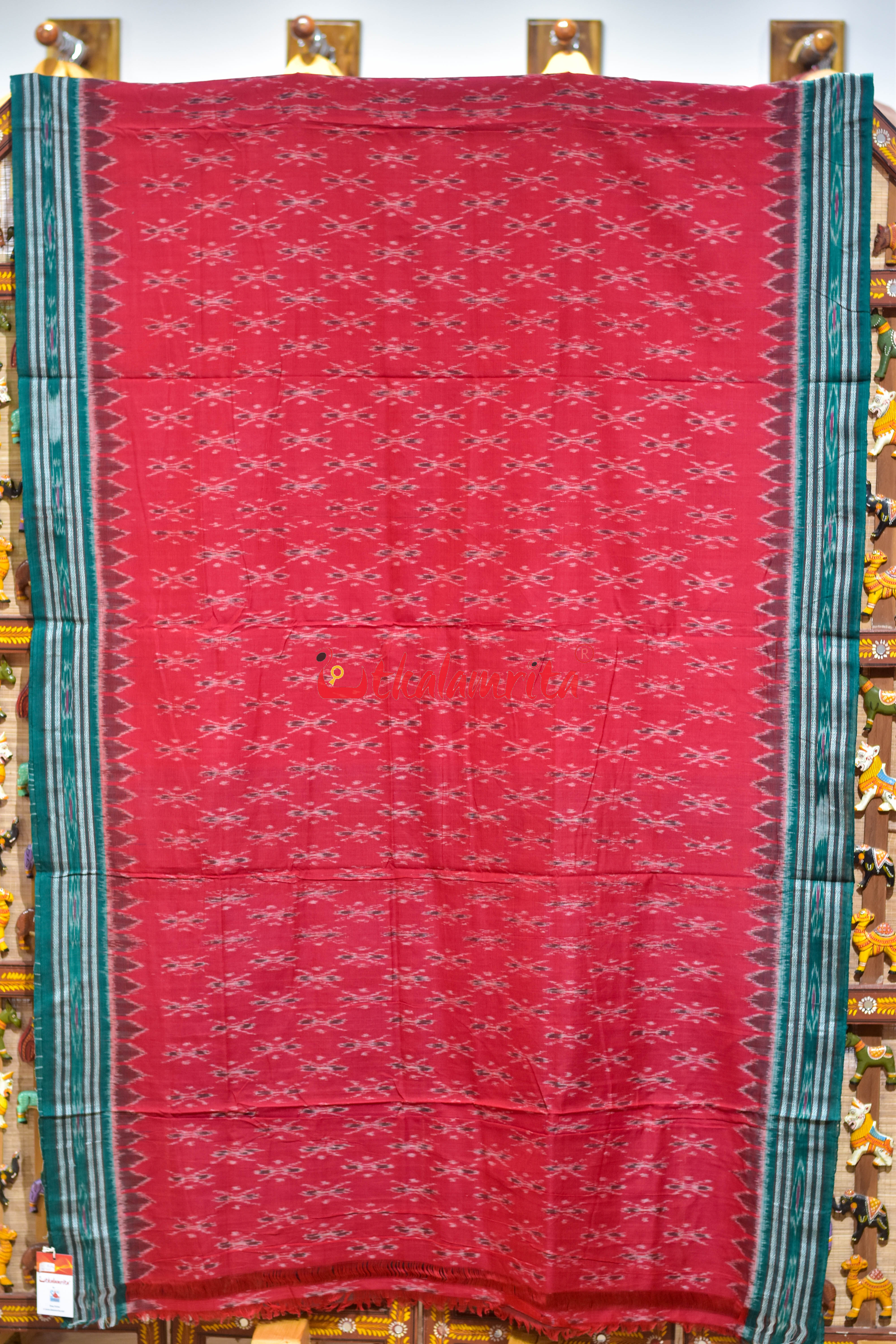 Red Damru Body Bandha Khandua Cotton Saree