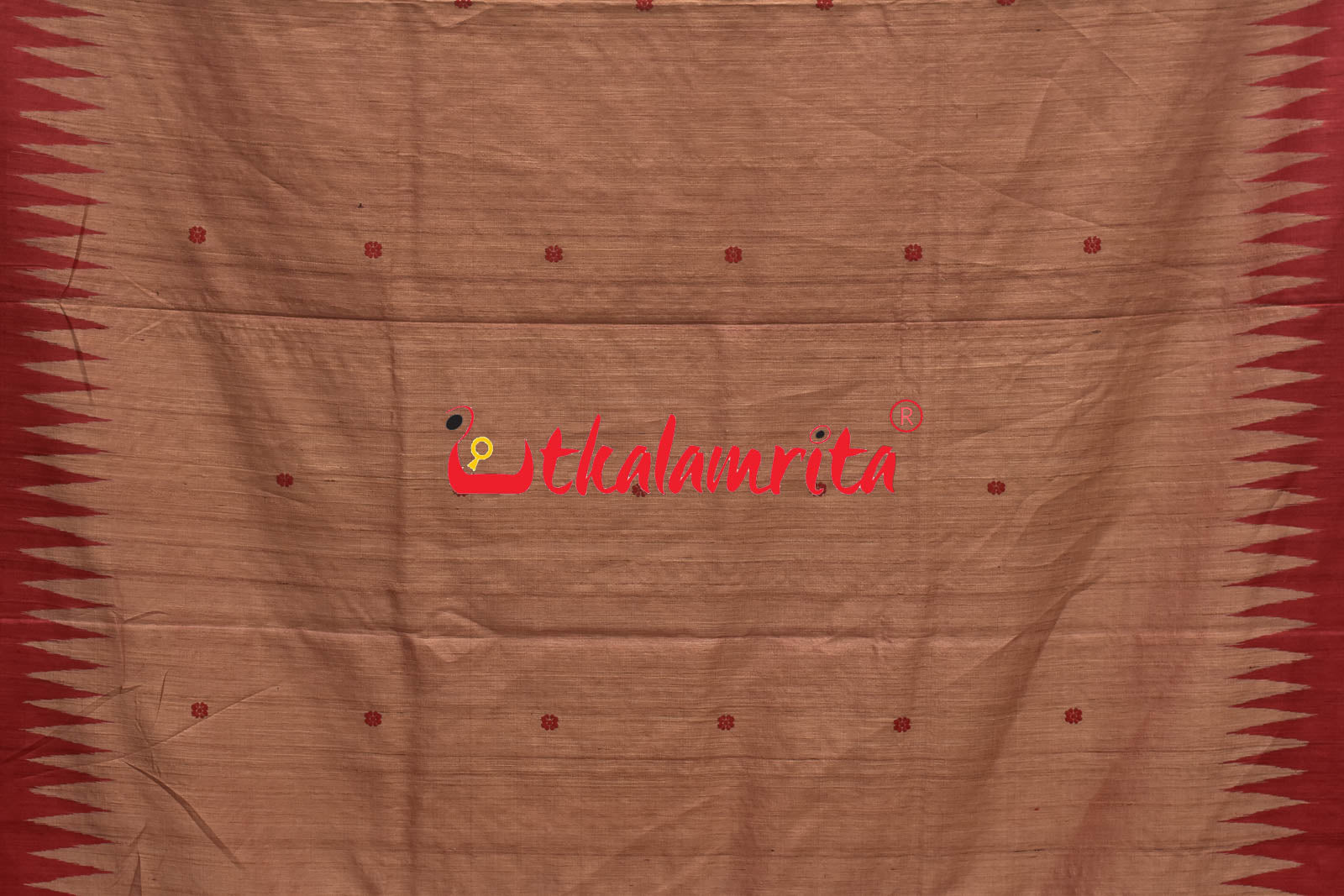 Peach Red Chakra Jaala Gopalpur Tussar Saree