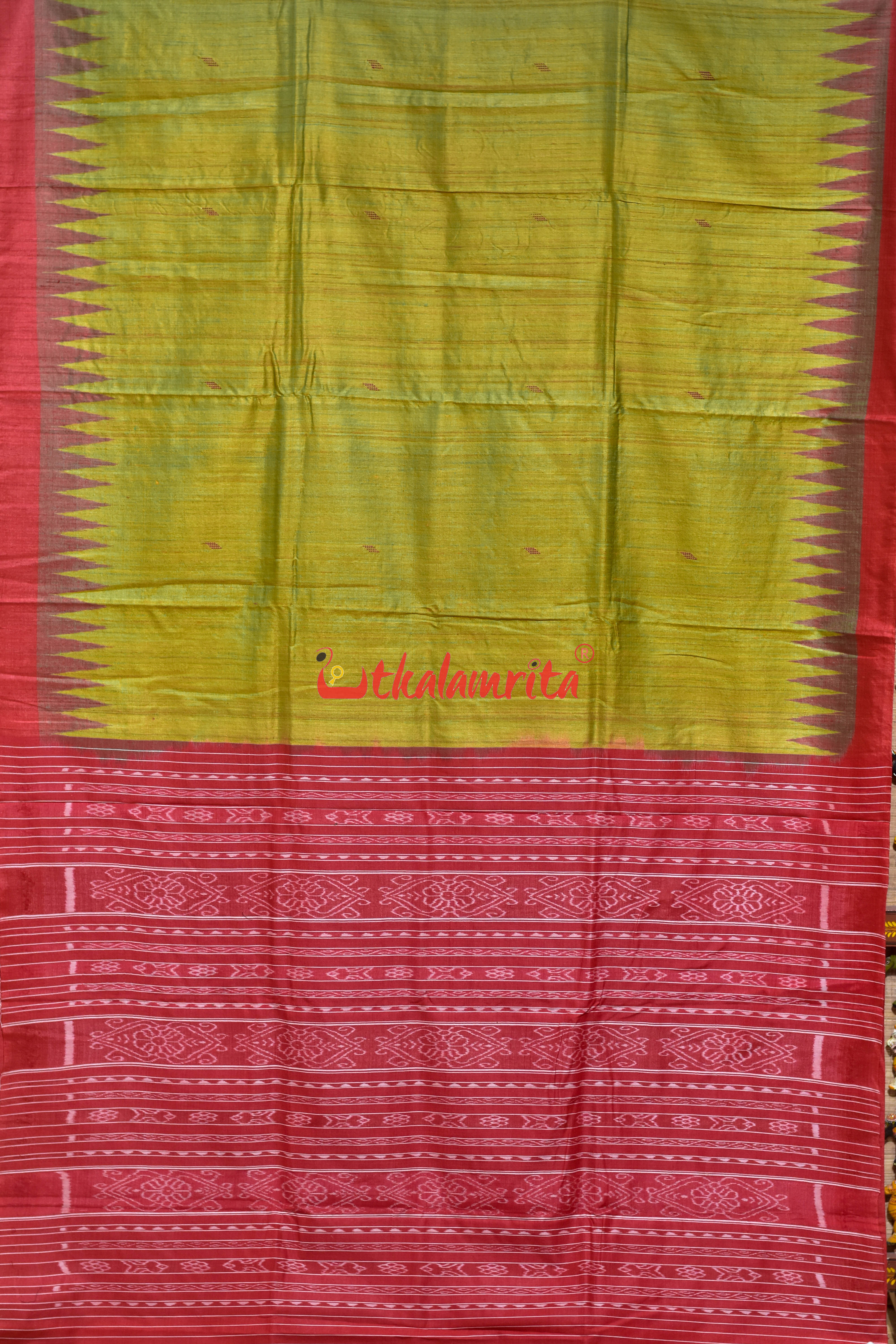 Contrast Lemon Yellow Gopalpur Tussar Saree