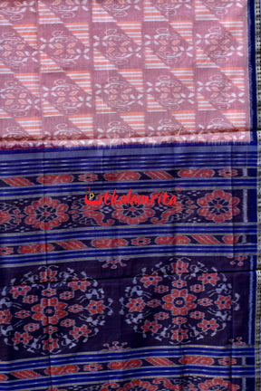 Peach Blue Khandua Cotton Saree